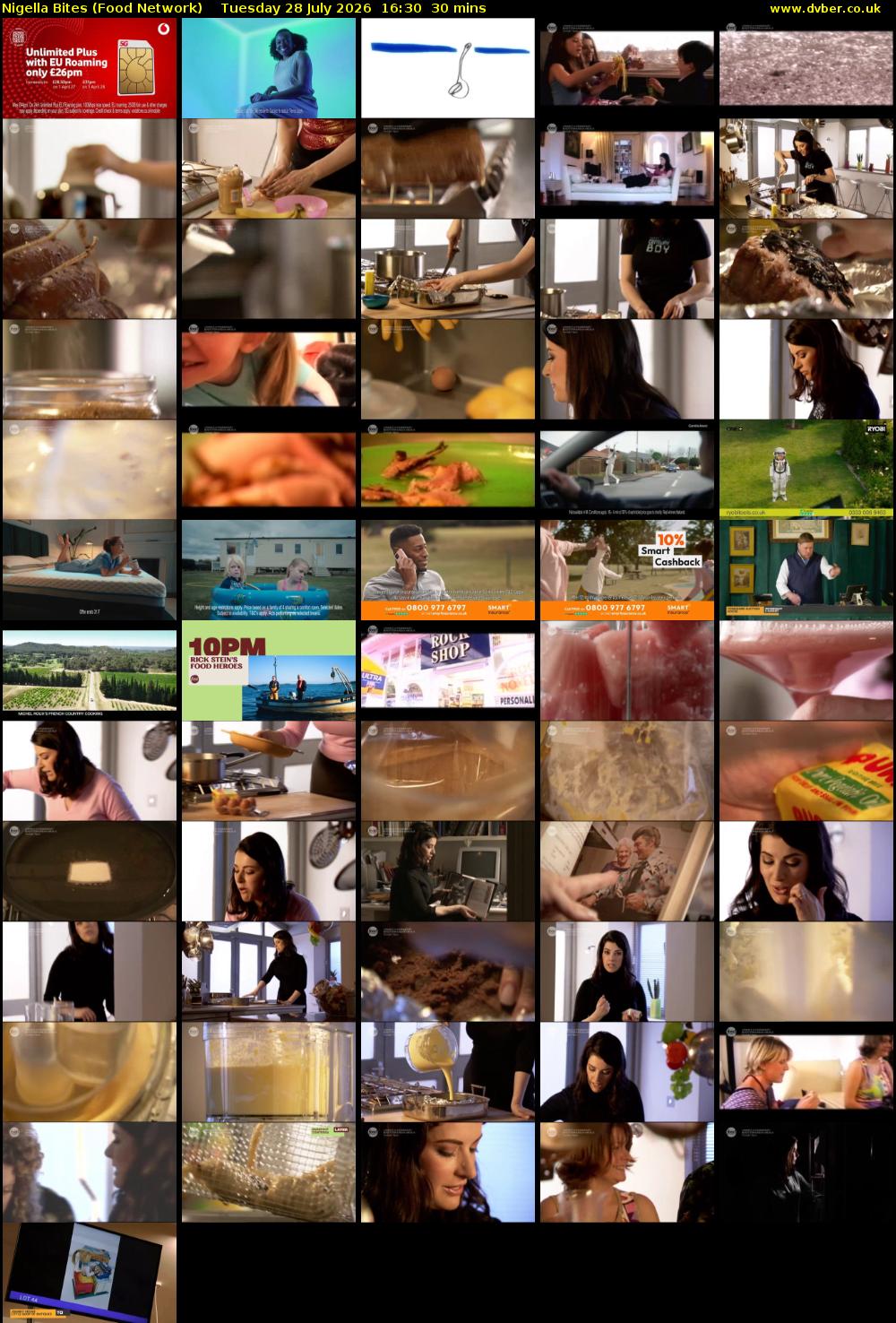 Nigella Bites (Food Network) Tuesday 28 July 2026 16:30 - 17:00