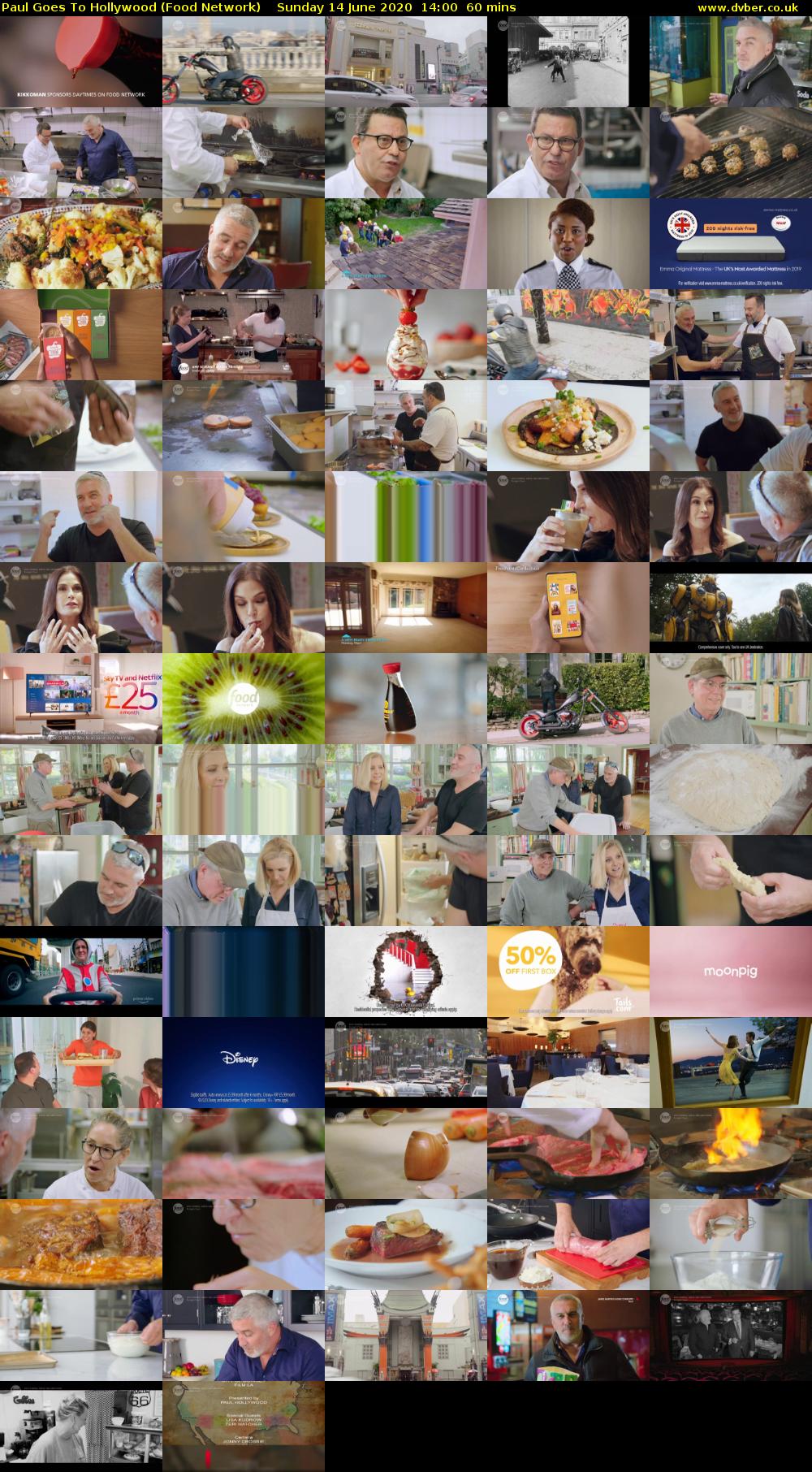 Paul Goes To Hollywood (Food Network) Sunday 14 June 2020 14:00 - 15:00