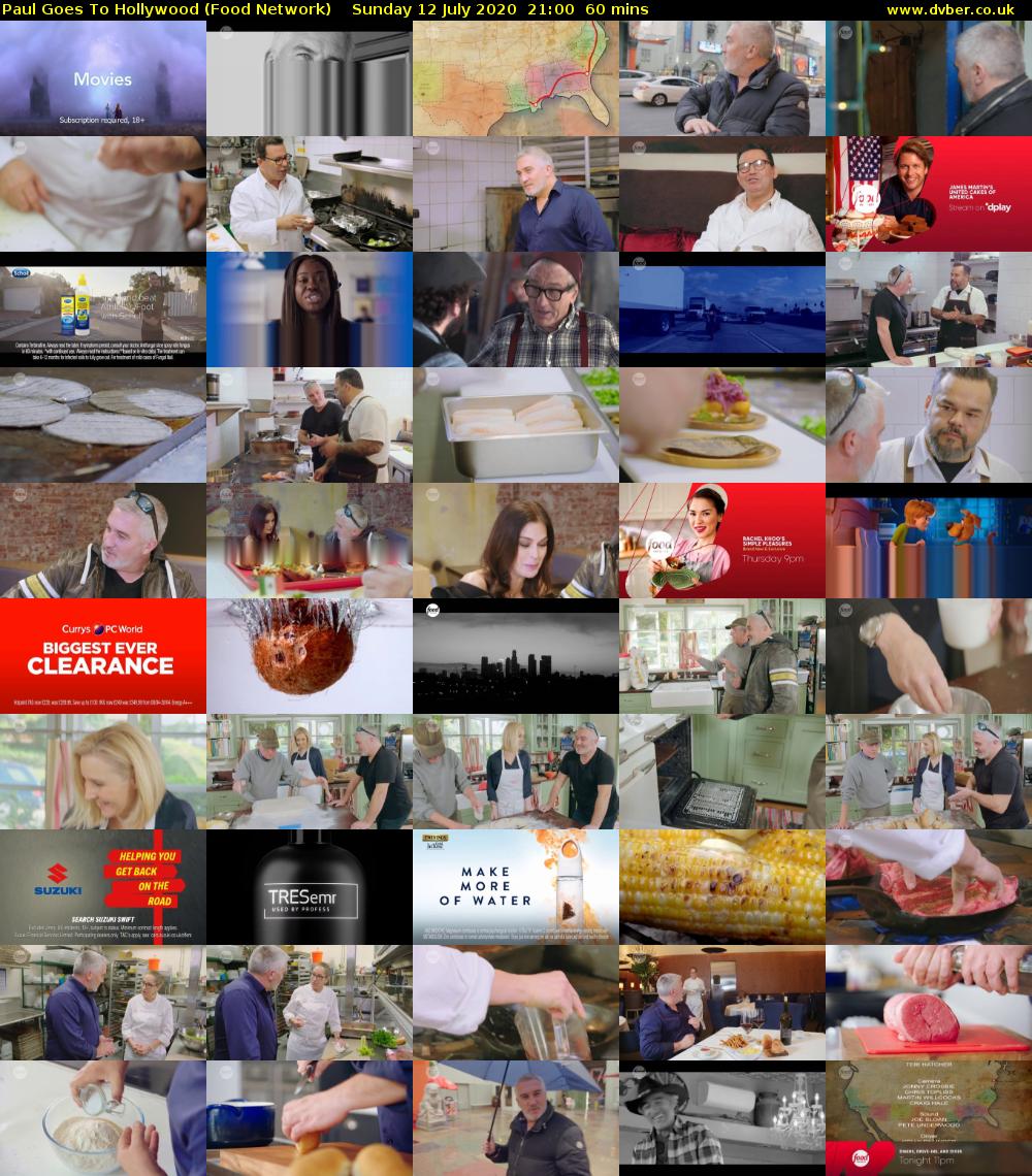 Paul Goes To Hollywood (Food Network) Sunday 12 July 2020 21:00 - 22:00