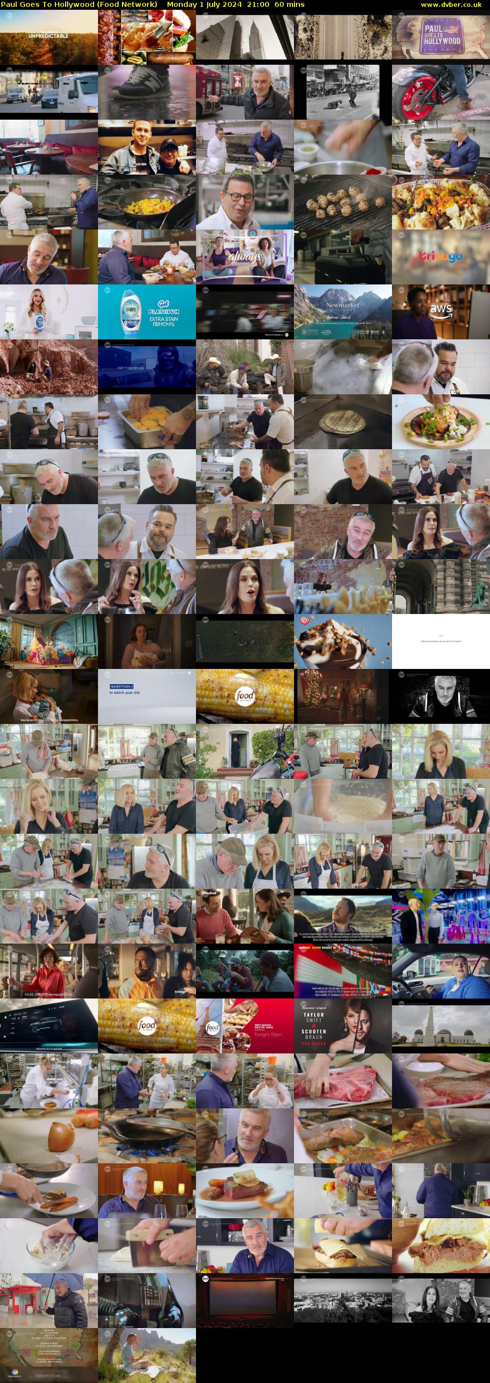 Paul Goes To Hollywood (Food Network) Monday 1 July 2024 21:00 - 22:00