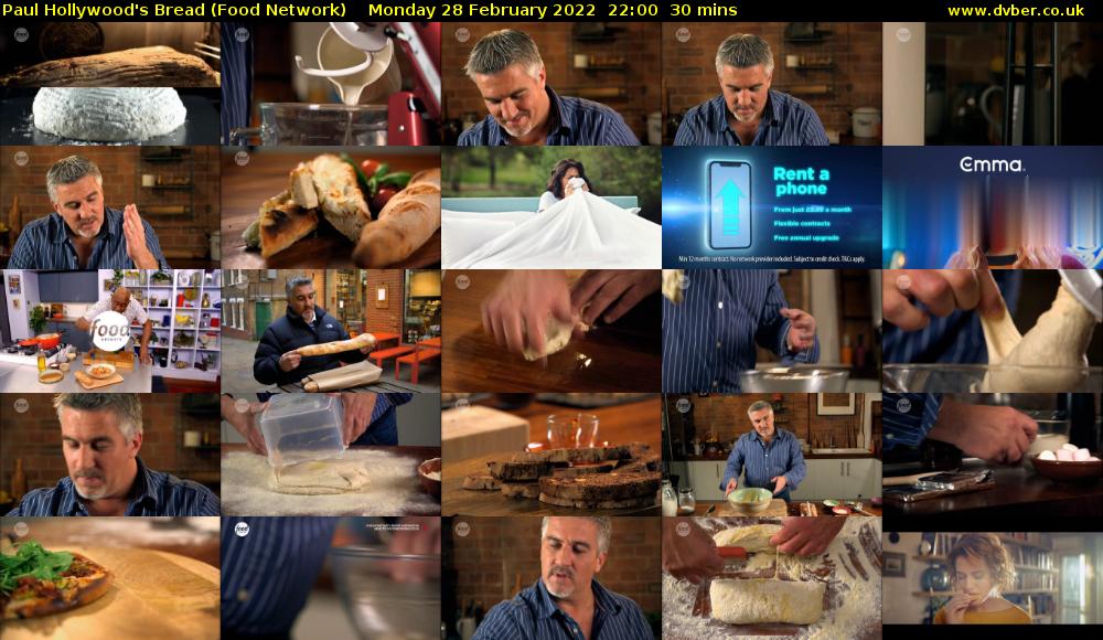 Paul Hollywood's Bread (Food Network) Monday 28 February 2022 22:00 - 22:30