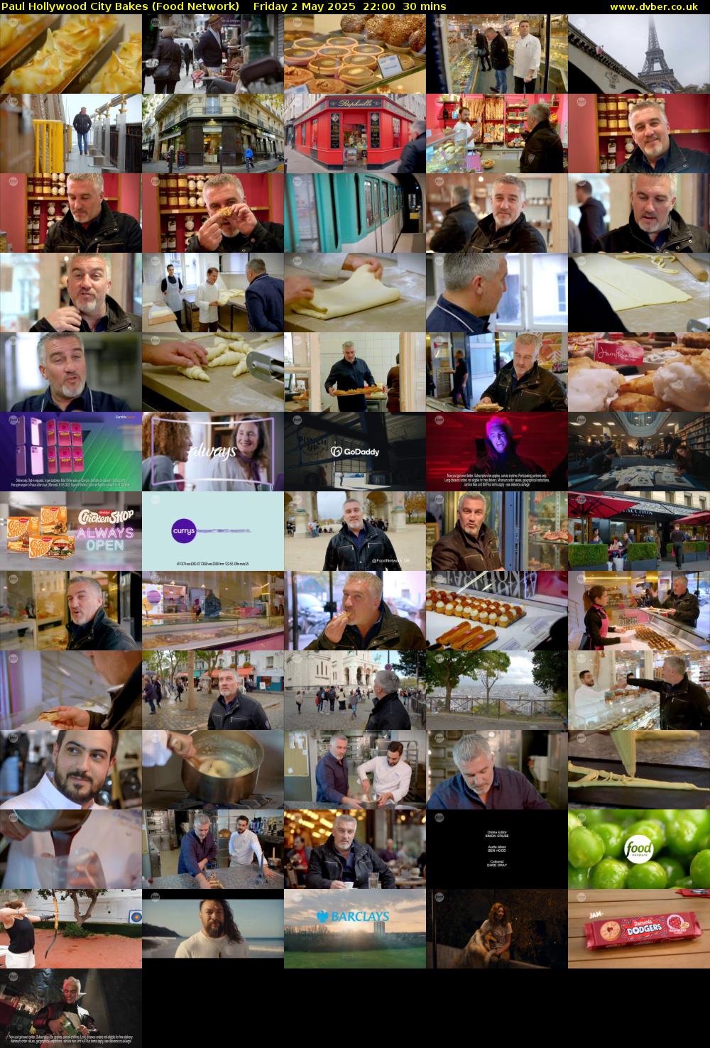 Paul Hollywood City Bakes (Food Network) Friday 2 May 2025 22:00 - 22:30