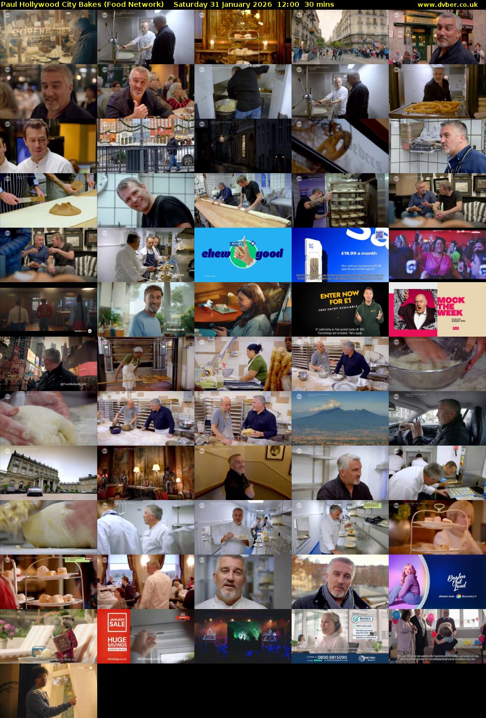 Paul Hollywood City Bakes (Food Network) Saturday 31 January 2026 12:00 - 12:30
