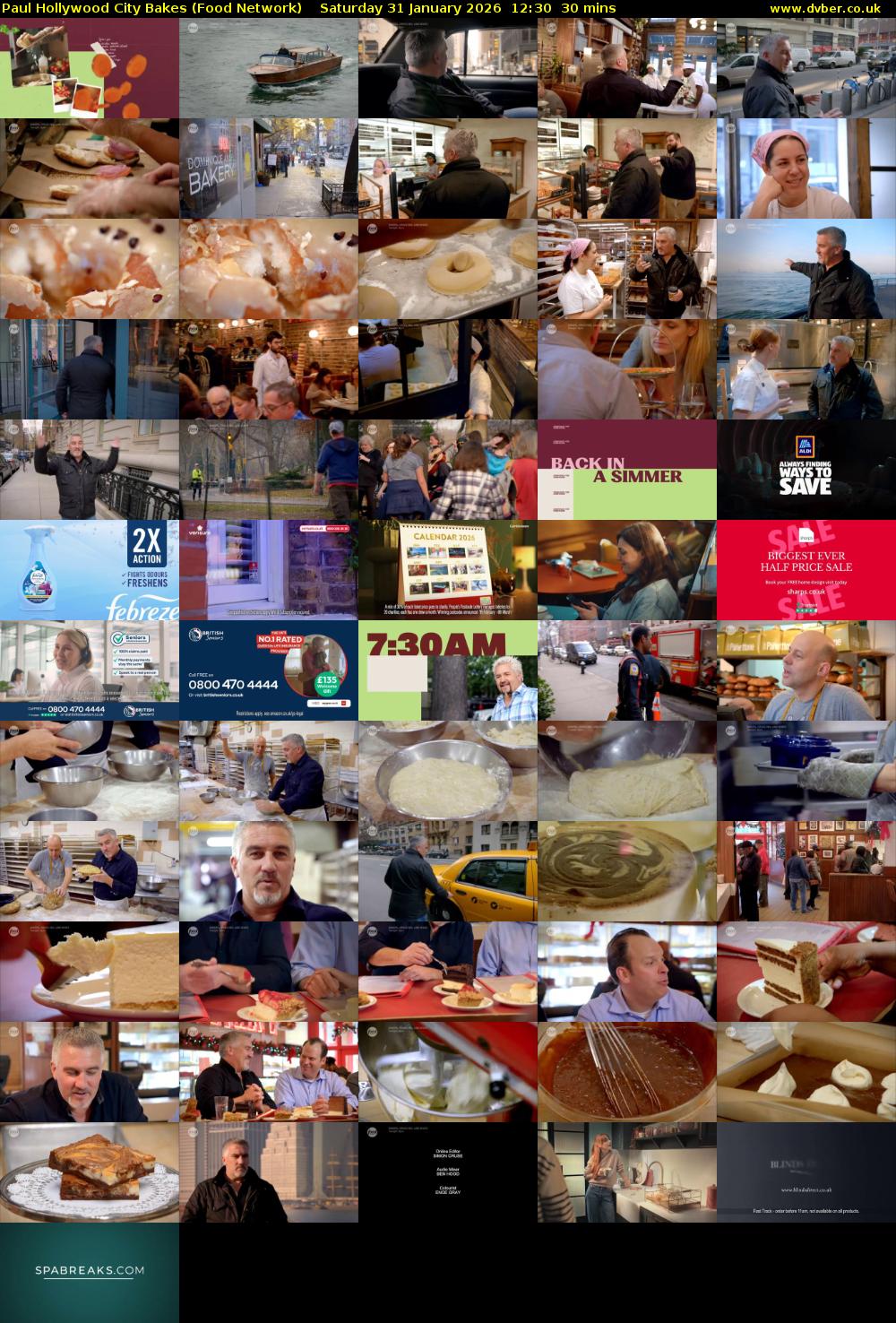 Paul Hollywood City Bakes (Food Network) Saturday 31 January 2026 12:30 - 13:00