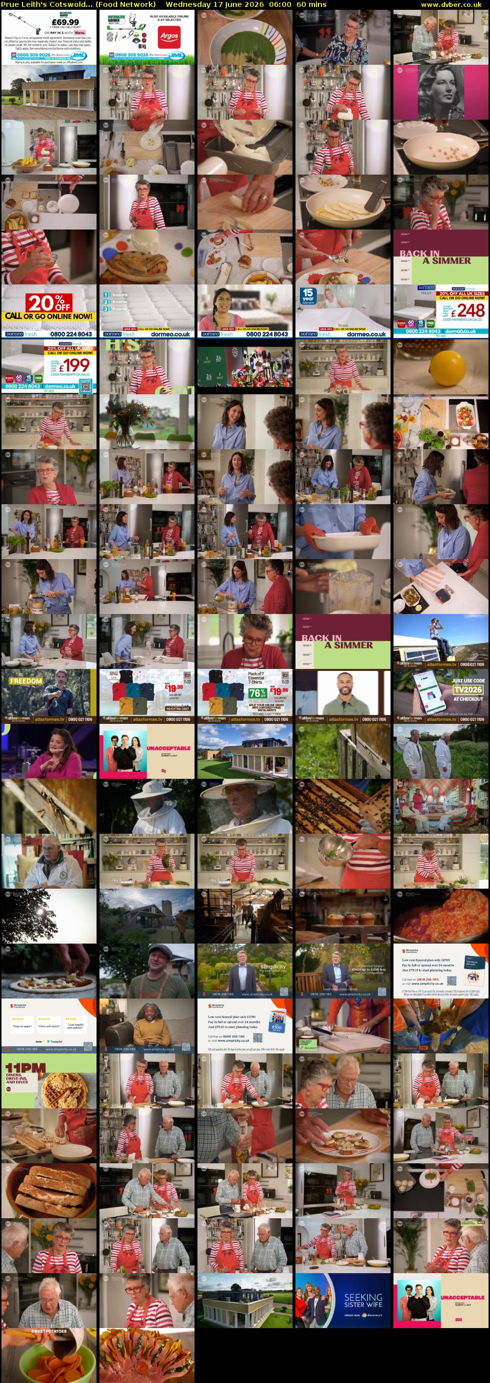 Prue Leith's Cotswold... (Food Network) Wednesday 17 June 2026 06:00 - 07:00
