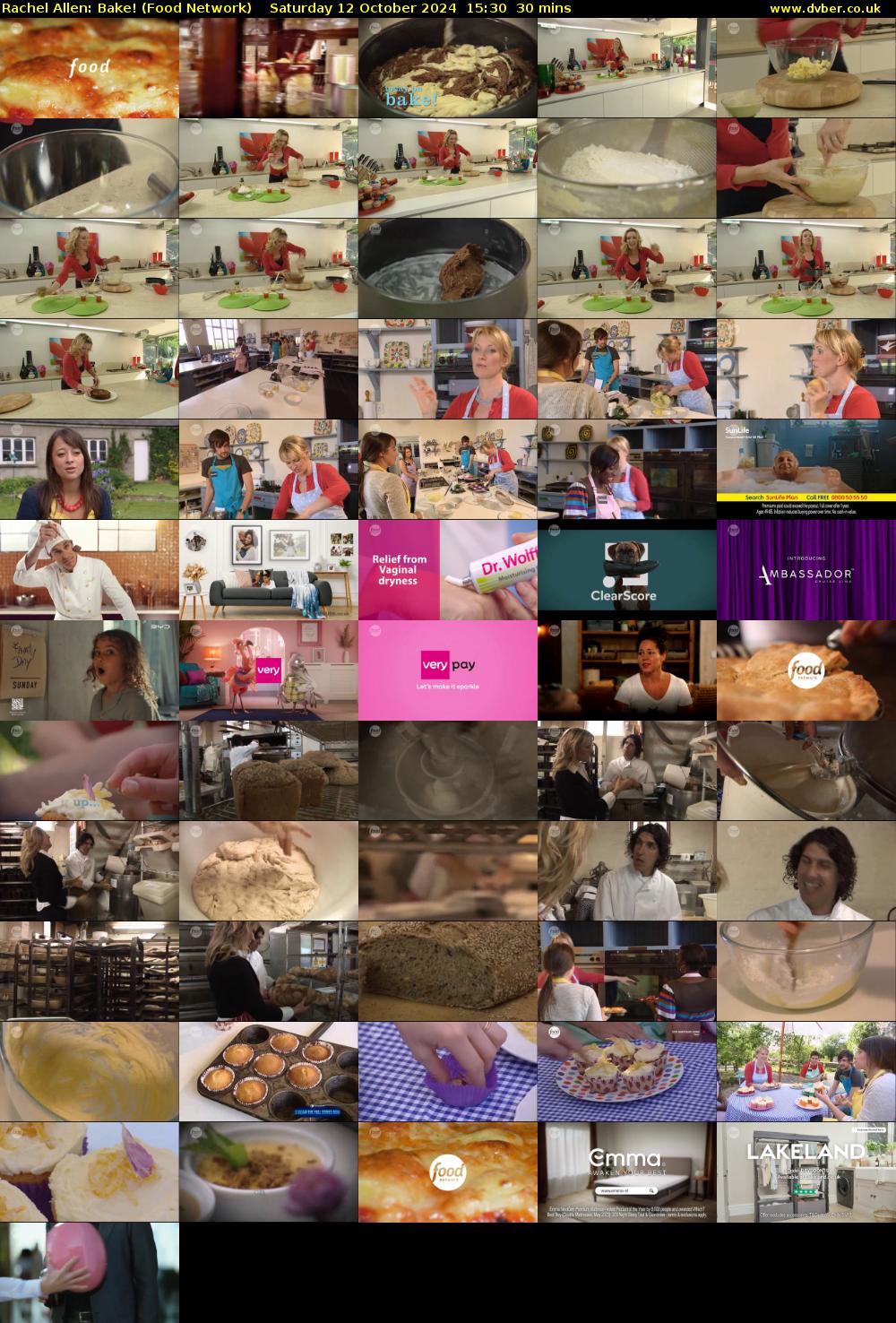 Rachel Allen: Bake! (Food Network) Saturday 12 October 2024 15:30 - 16:00
