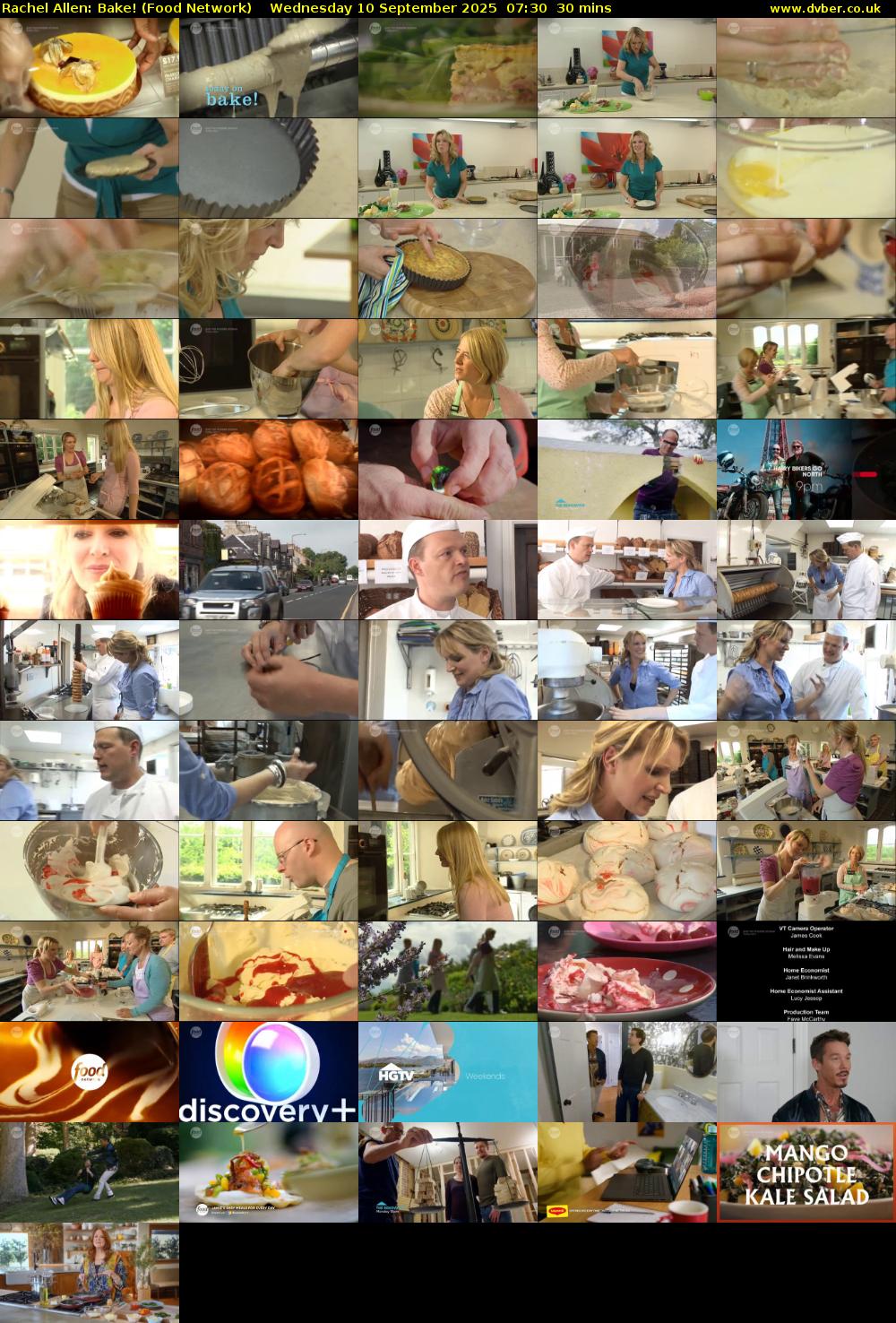 Rachel Allen: Bake! (Food Network) Wednesday 10 September 2025 07:30 - 08:00