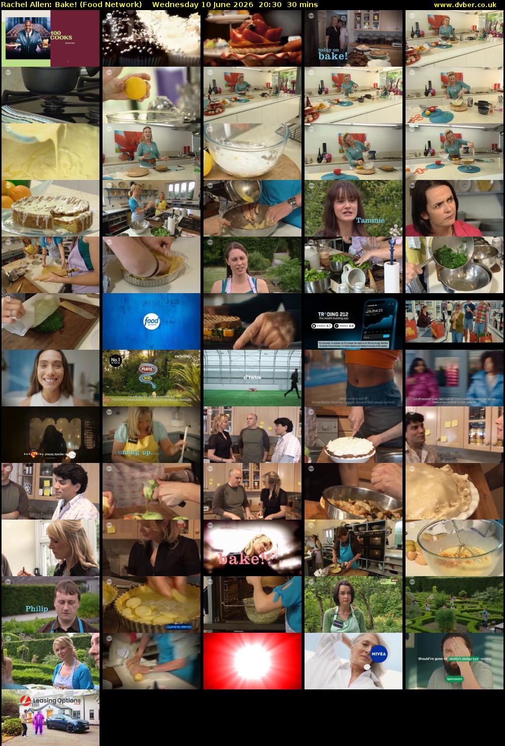 Rachel Allen: Bake! (Food Network) Wednesday 10 June 2026 20:30 - 21:00