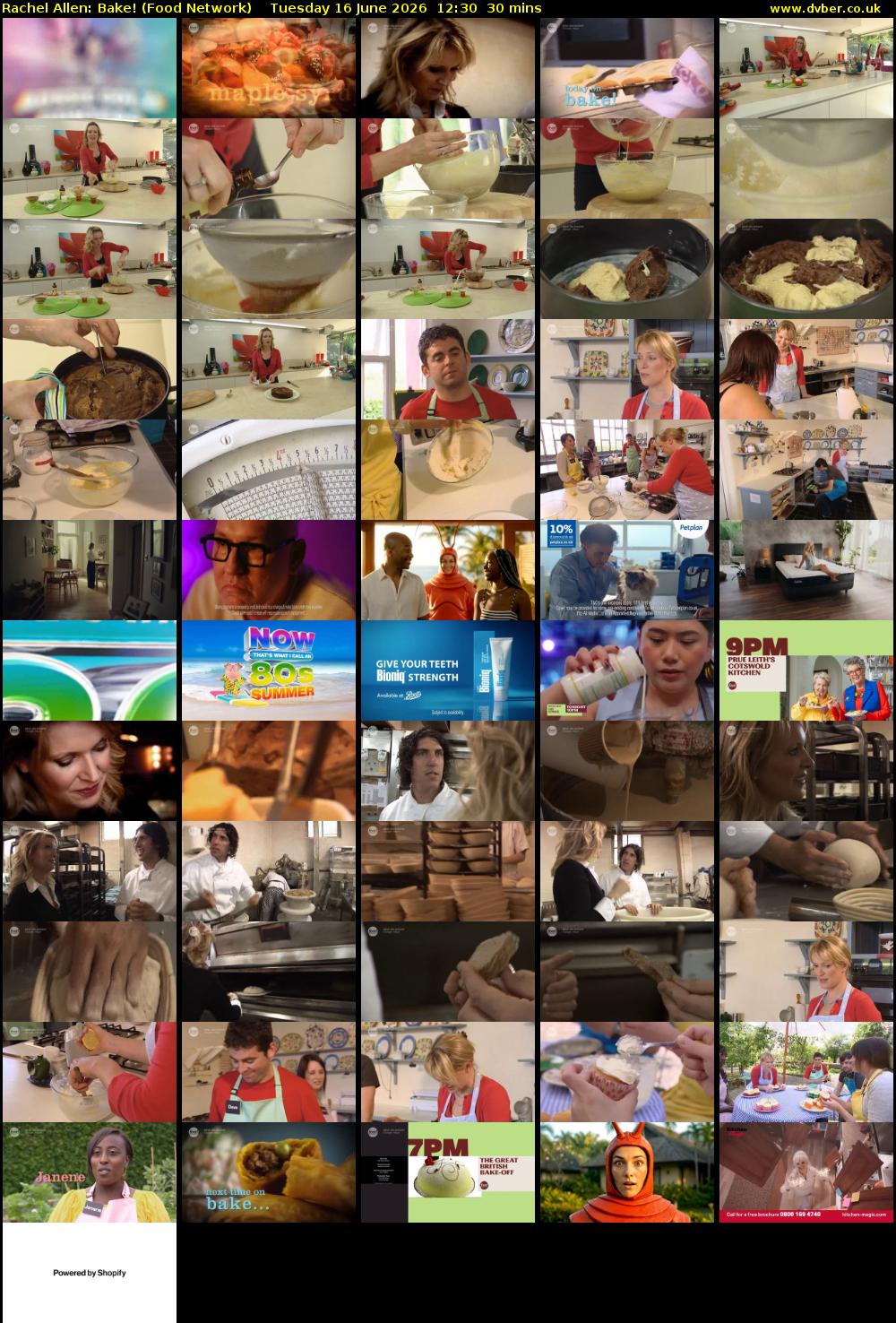 Rachel Allen: Bake! (Food Network) Tuesday 16 June 2026 12:30 - 13:00