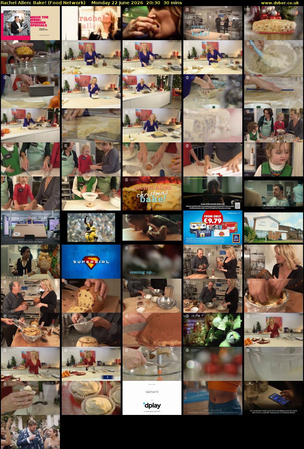 Rachel Allen: Bake! (Food Network) Monday 22 June 2026 20:30 - 21:00