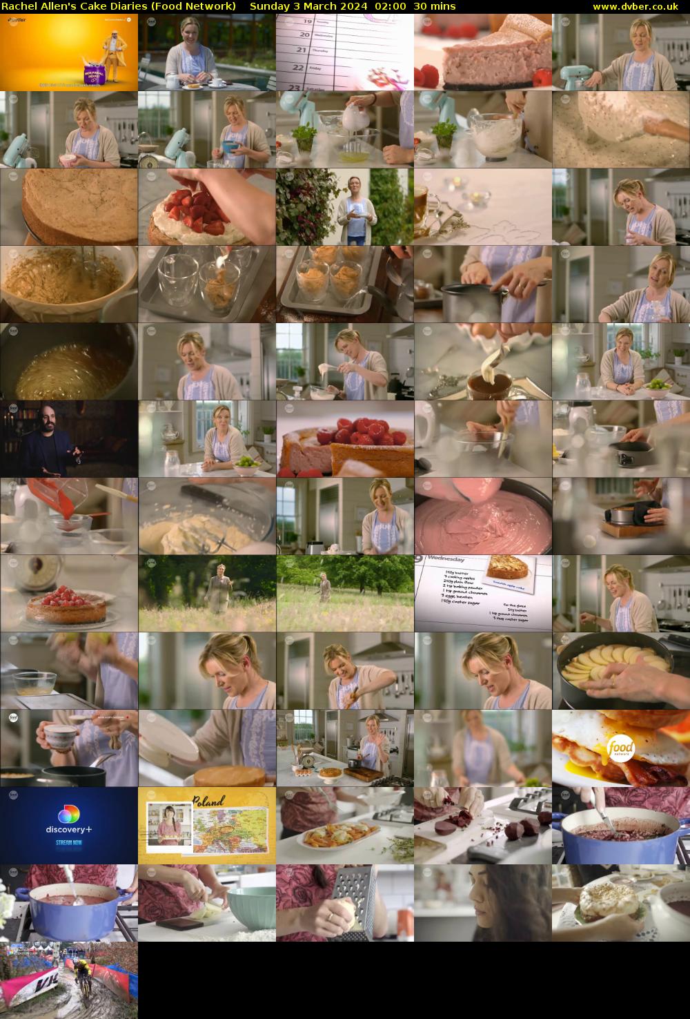 Rachel Allen's Cake Diaries (Food Network) Sunday 3 March 2024 02:00 - 02:30