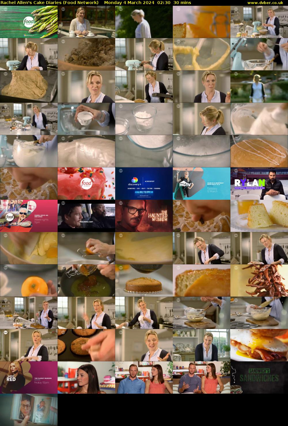 Rachel Allen's Cake Diaries (Food Network) Monday 4 March 2024 02:30 - 03:00