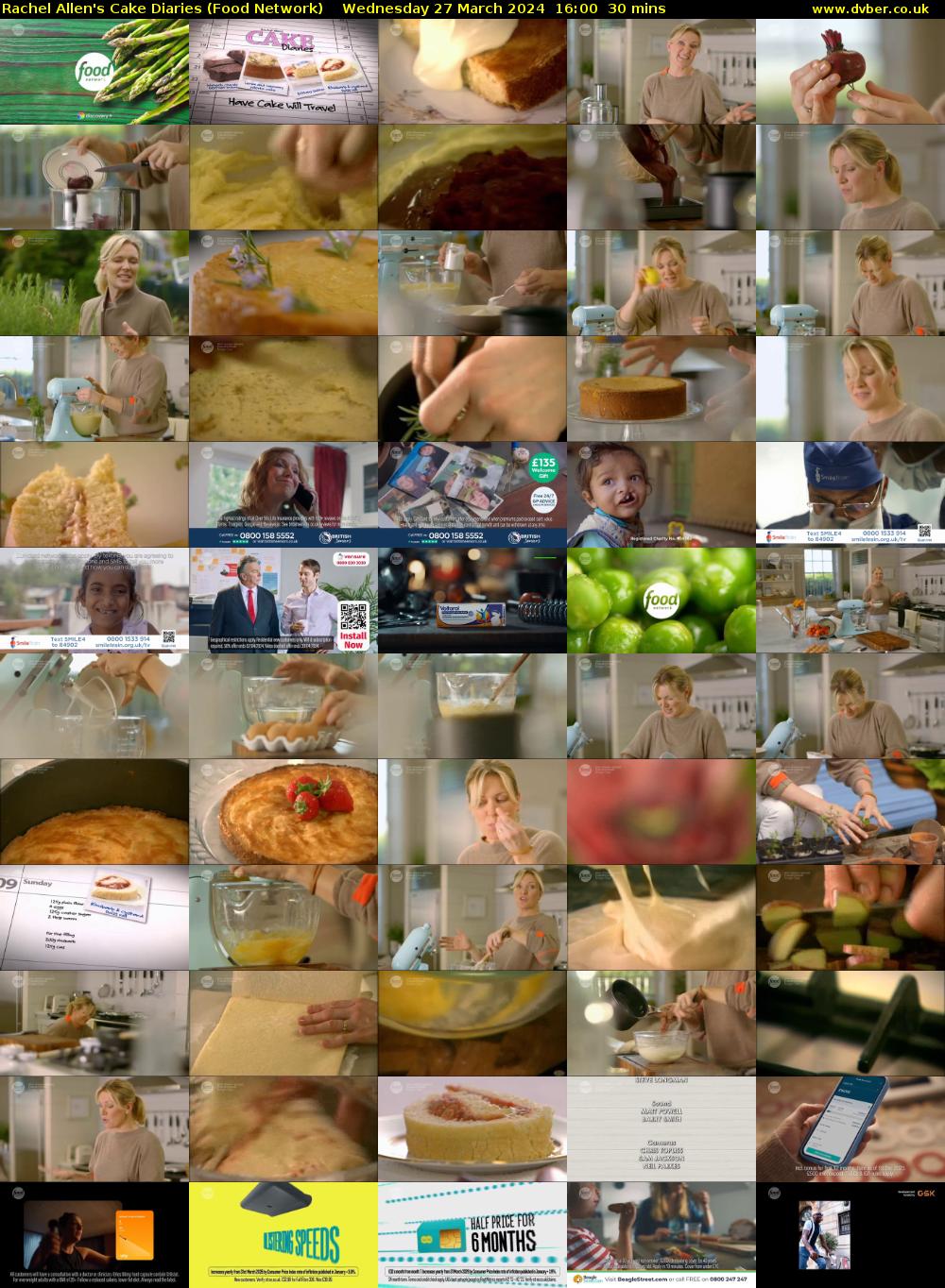 Rachel Allen's Cake Diaries (Food Network) Wednesday 27 March 2024 16:00 - 16:30