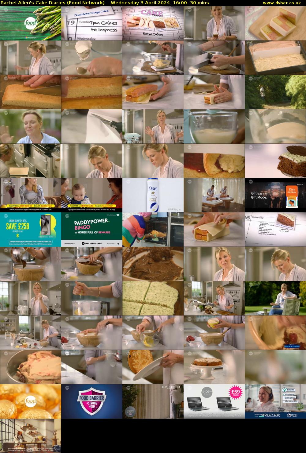 Rachel Allen's Cake Diaries (Food Network) Wednesday 3 April 2024 16:00 - 16:30
