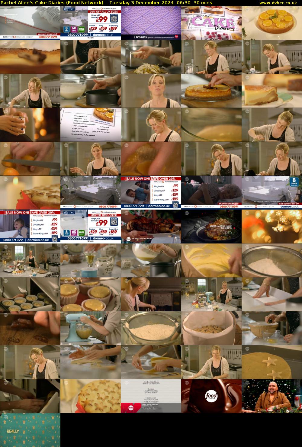 Rachel Allen's Cake Diaries (Food Network) Tuesday 3 December 2024 06:30 - 07:00