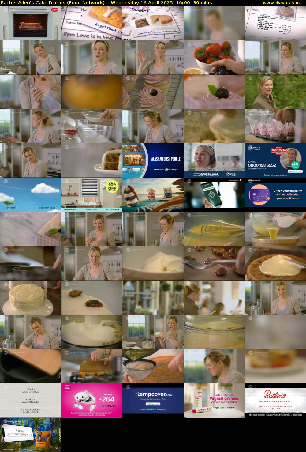 Rachel Allen's Cake Diaries (Food Network) Wednesday 16 April 2025 16:00 - 16:30