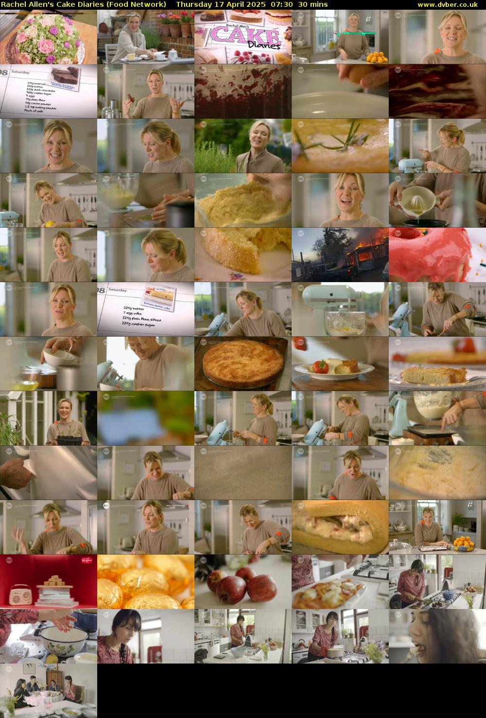 Rachel Allen's Cake Diaries (Food Network) Thursday 17 April 2025 07:30 - 08:00