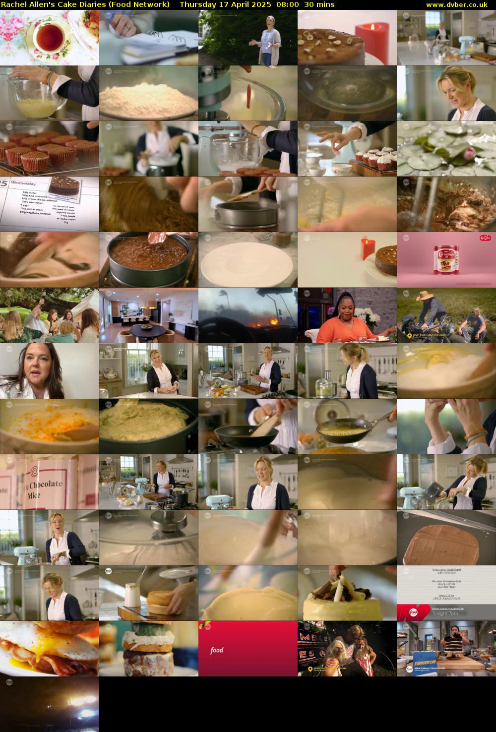 Rachel Allen's Cake Diaries (Food Network) Thursday 17 April 2025 08:00 - 08:30