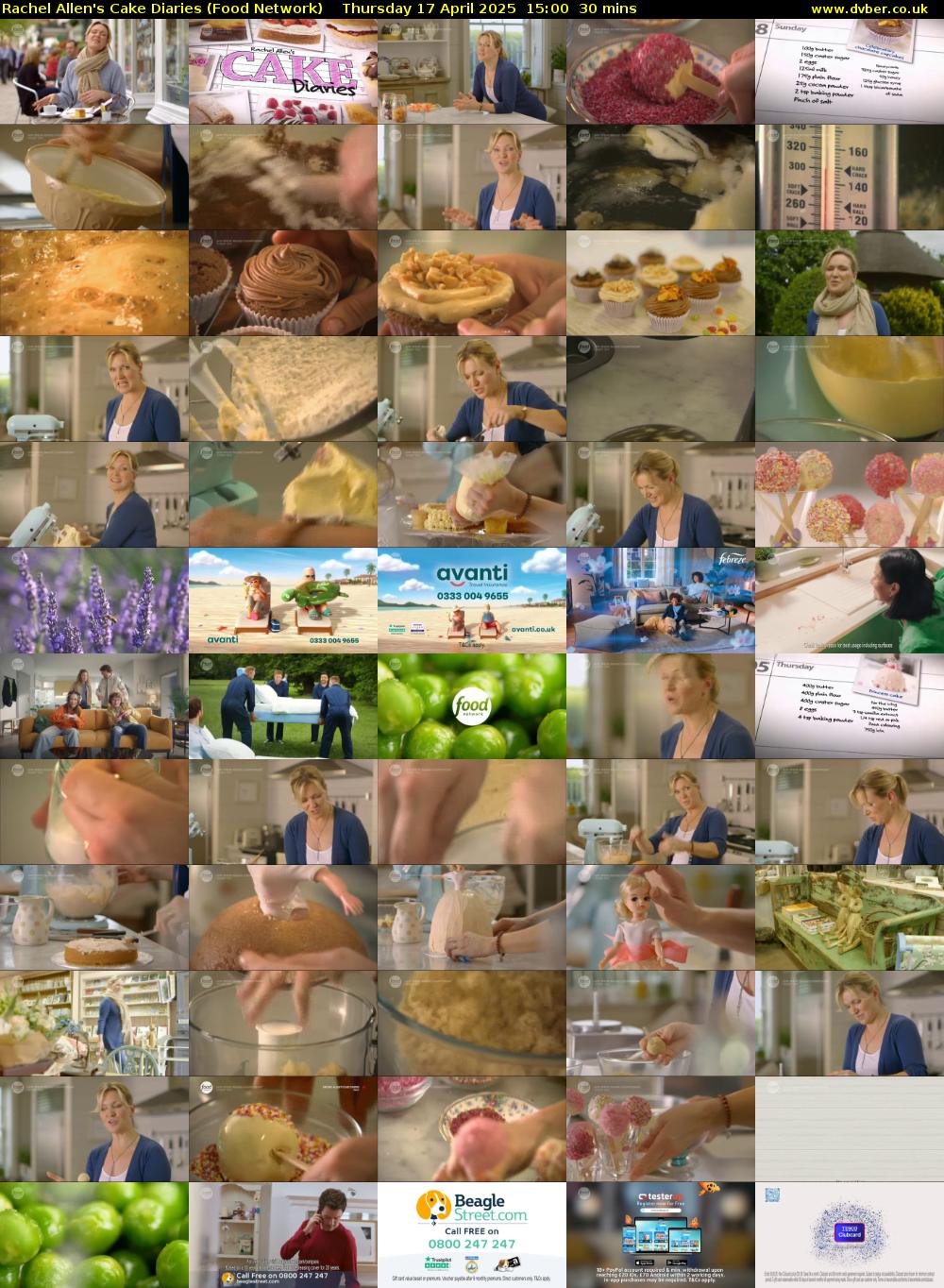 Rachel Allen's Cake Diaries (Food Network) Thursday 17 April 2025 15:00 - 15:30