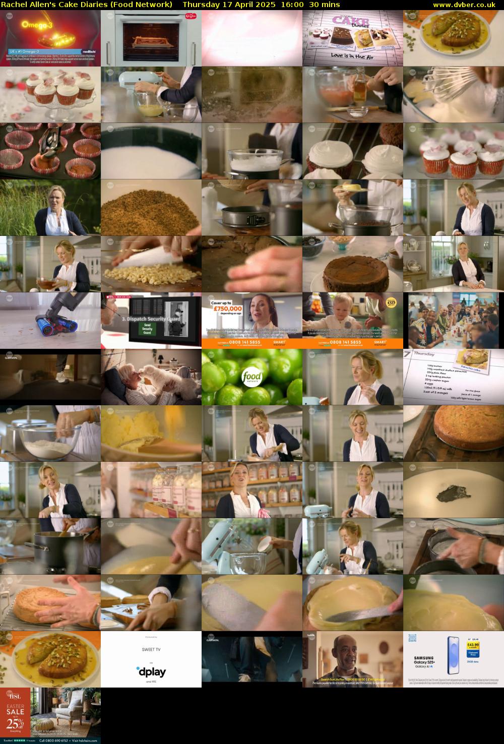Rachel Allen's Cake Diaries (Food Network) Thursday 17 April 2025 16:00 - 16:30