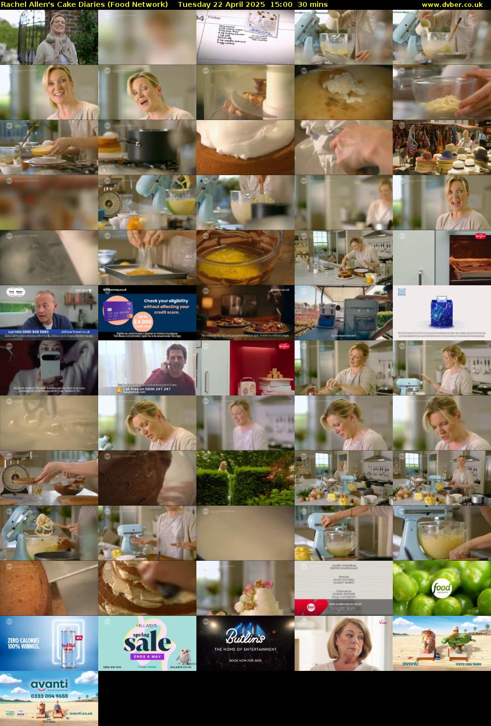 Rachel Allen's Cake Diaries (Food Network) Tuesday 22 April 2025 15:00 - 15:30