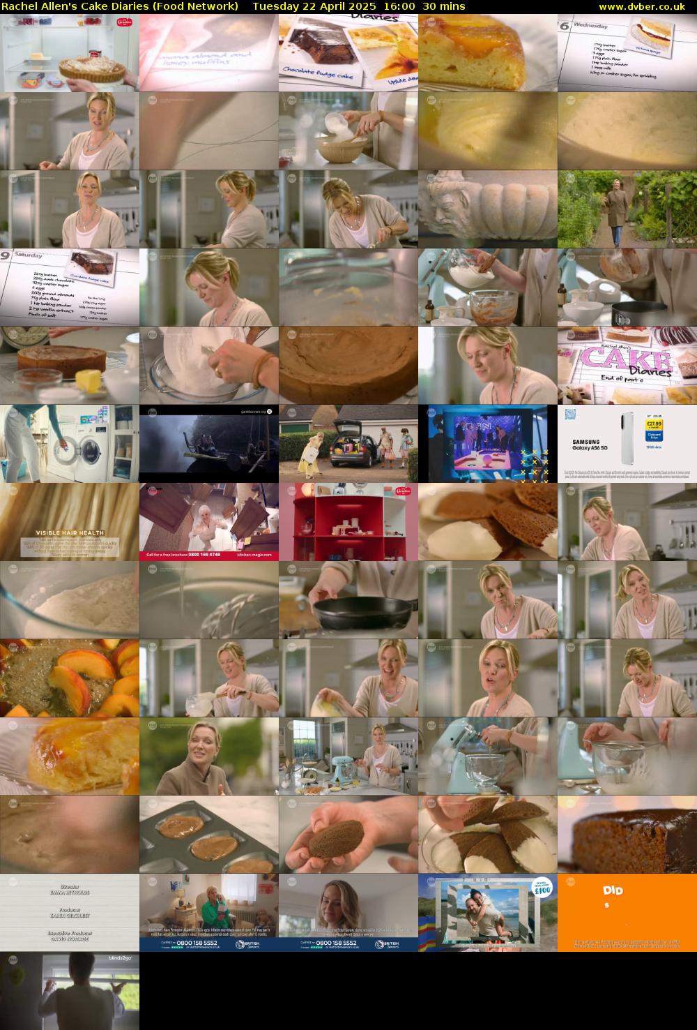 Rachel Allen's Cake Diaries (Food Network) Tuesday 22 April 2025 16:00 - 16:30