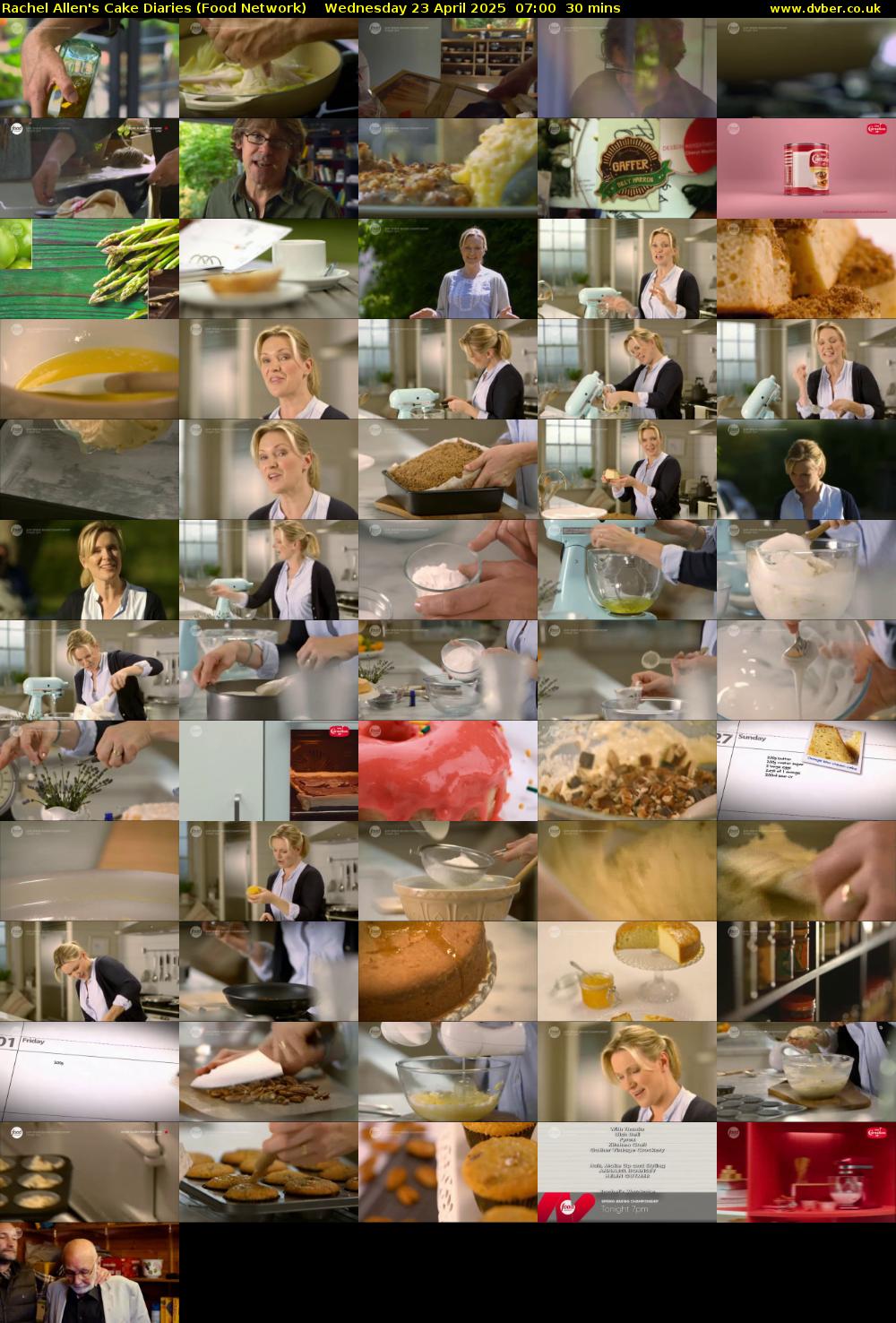 Rachel Allen's Cake Diaries (Food Network) Wednesday 23 April 2025 07:00 - 07:30