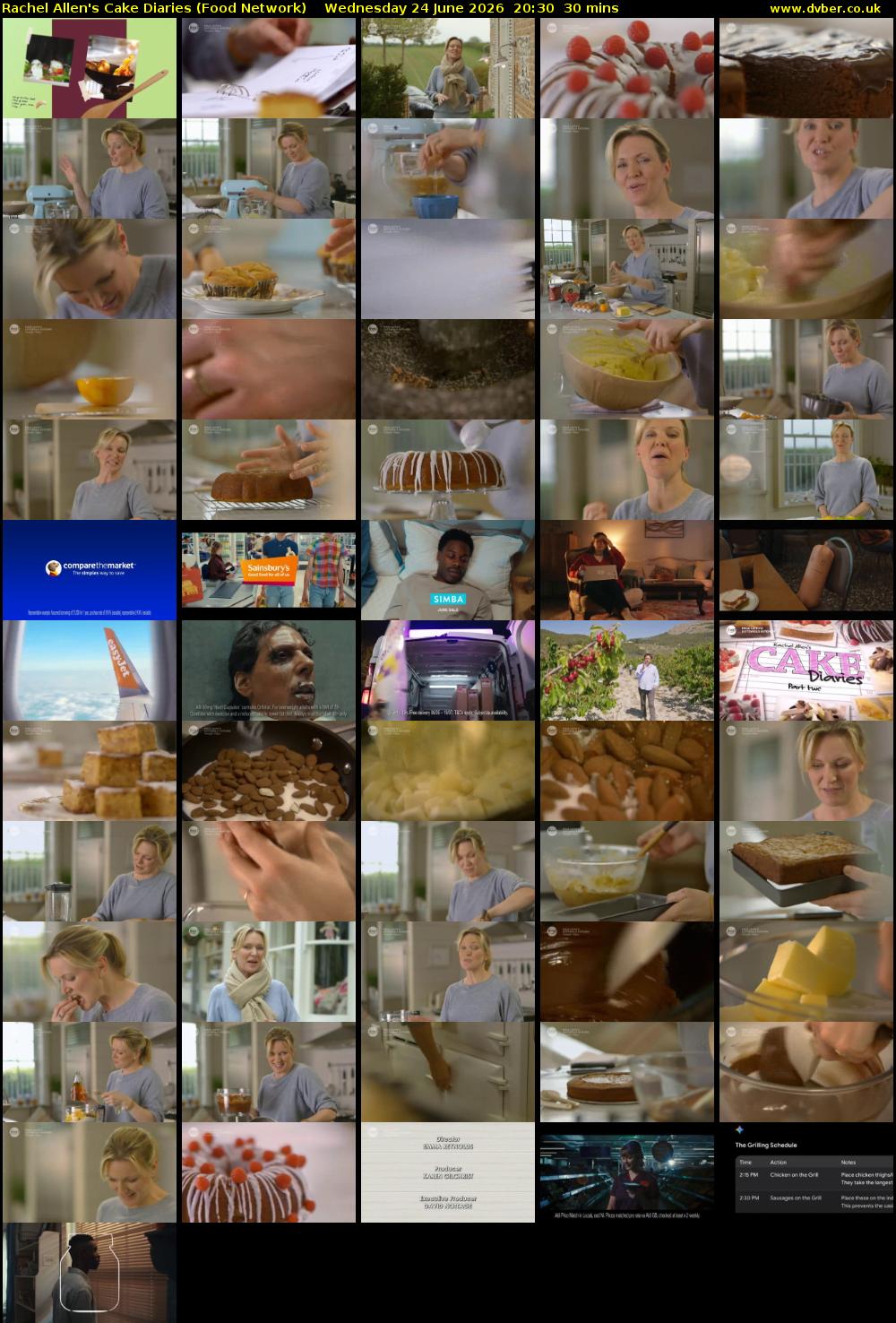 Rachel Allen's Cake Diaries (Food Network) Wednesday 24 June 2026 20:30 - 21:00