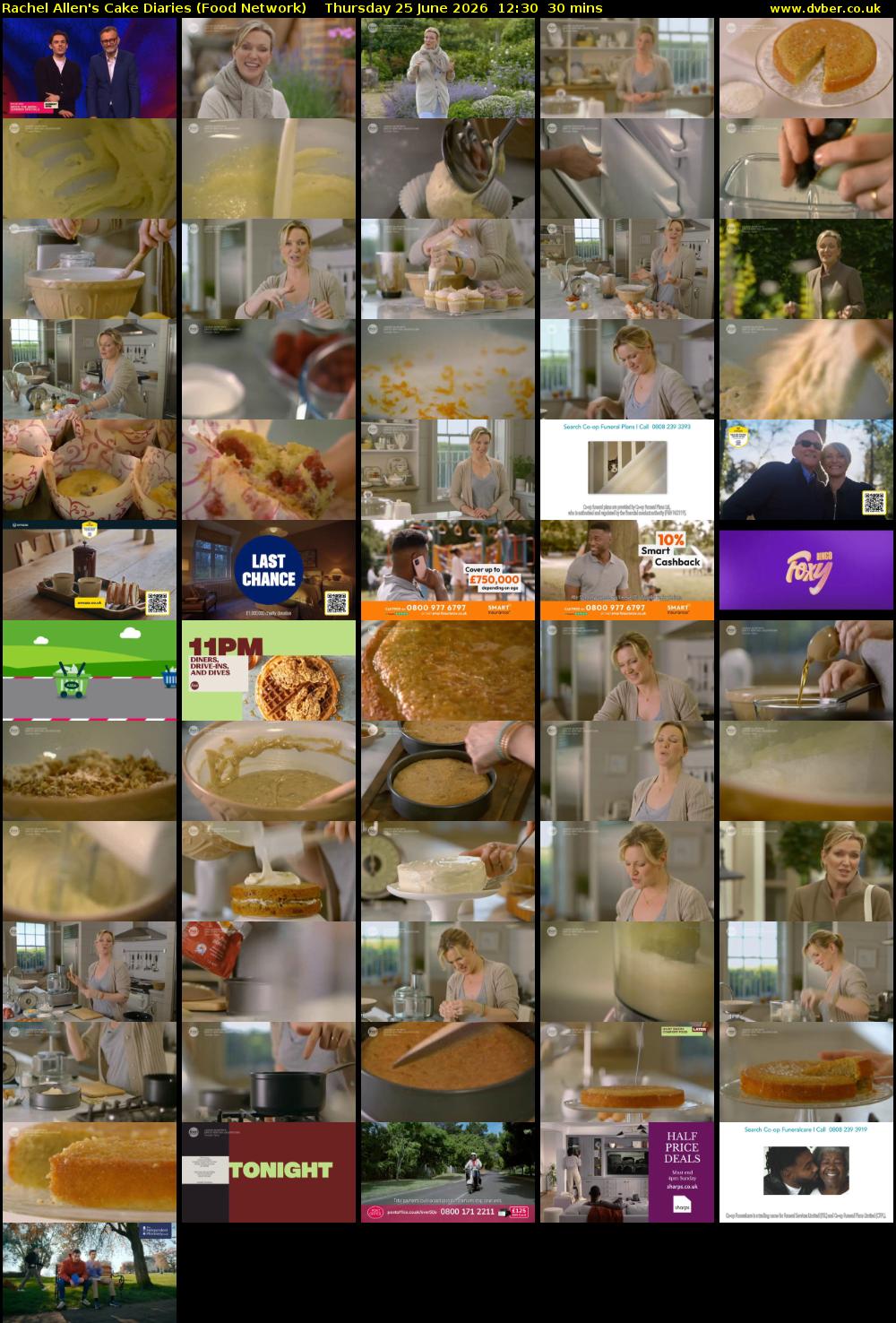 Rachel Allen's Cake Diaries (Food Network) Thursday 25 June 2026 12:30 - 13:00