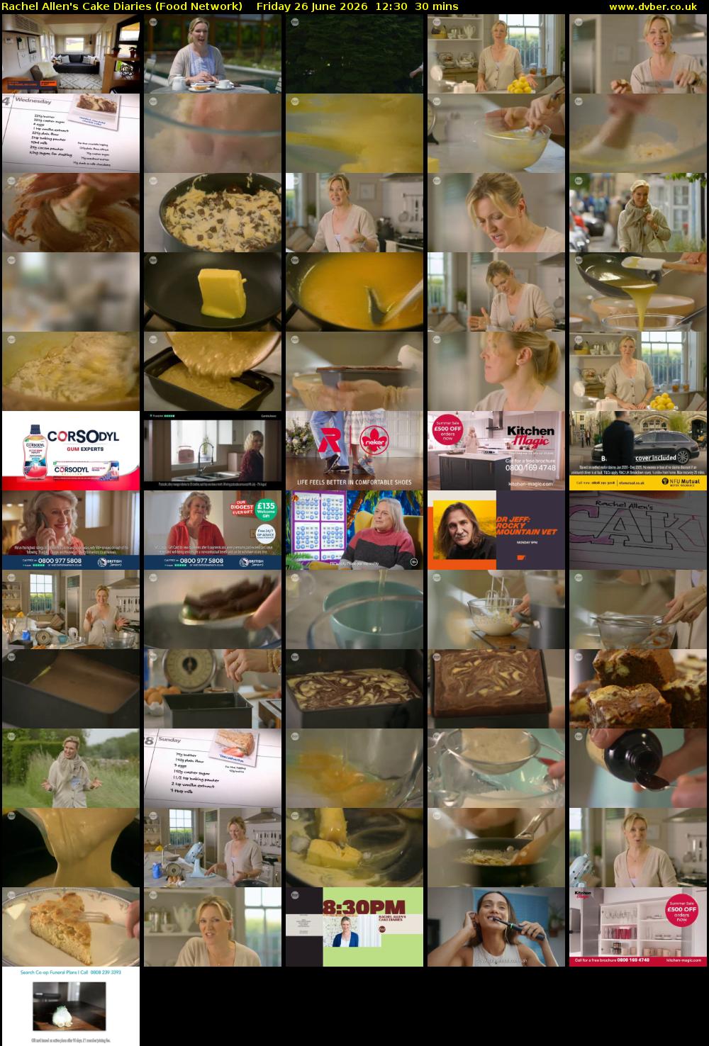 Rachel Allen's Cake Diaries (Food Network) Friday 26 June 2026 12:30 - 13:00