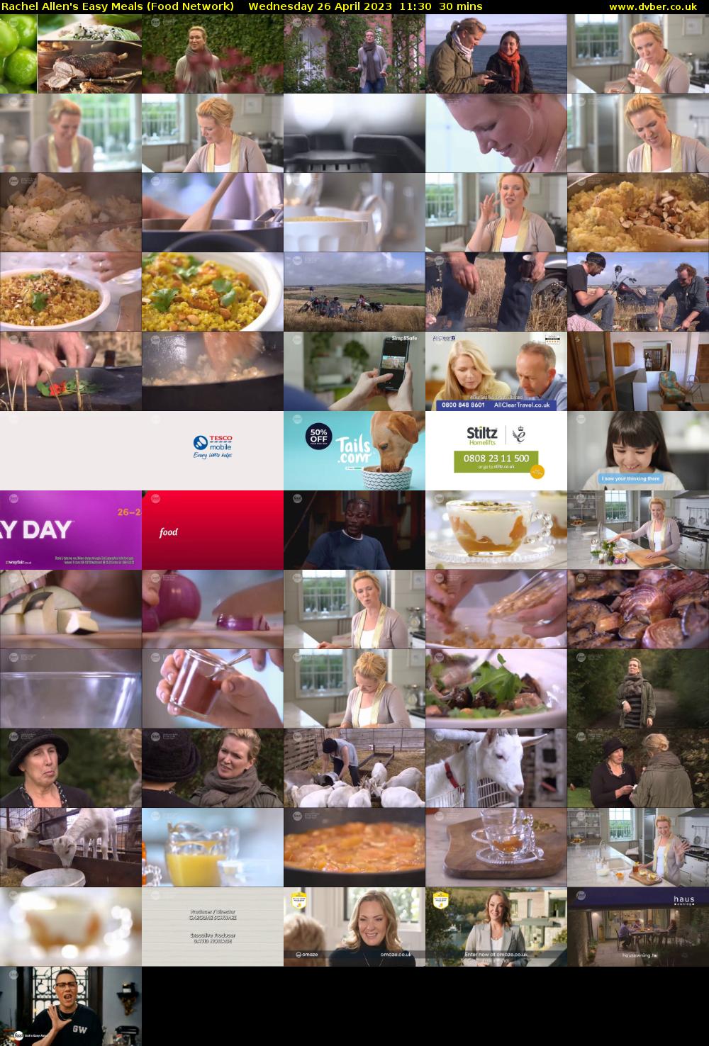 Rachel Allen's Easy Meals (Food Network) Wednesday 26 April 2023 11:30 - 12:00