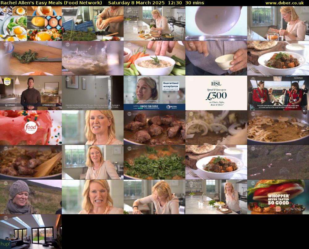 Rachel Allen's Easy Meals (Food Network) Saturday 8 March 2025 12:30 - 13:00