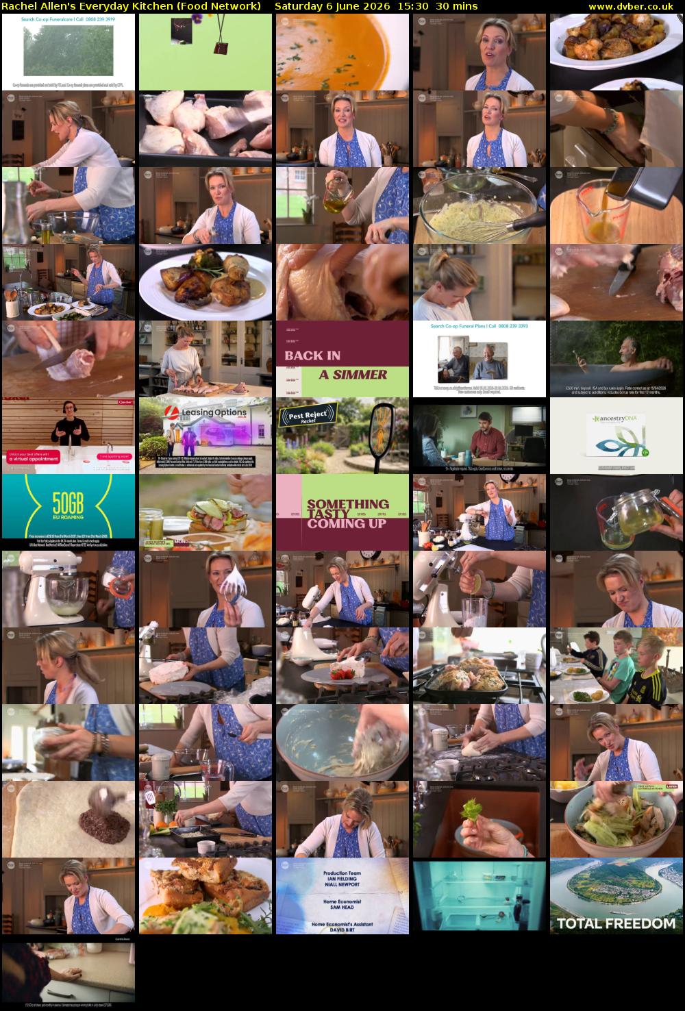 Rachel Allen's Everyday Kitchen (Food Network) Saturday 6 June 2026 15:30 - 16:00