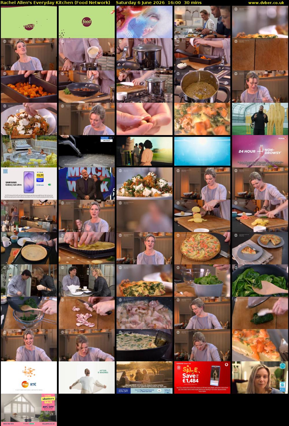 Rachel Allen's Everyday Kitchen (Food Network) Saturday 6 June 2026 16:00 - 16:30
