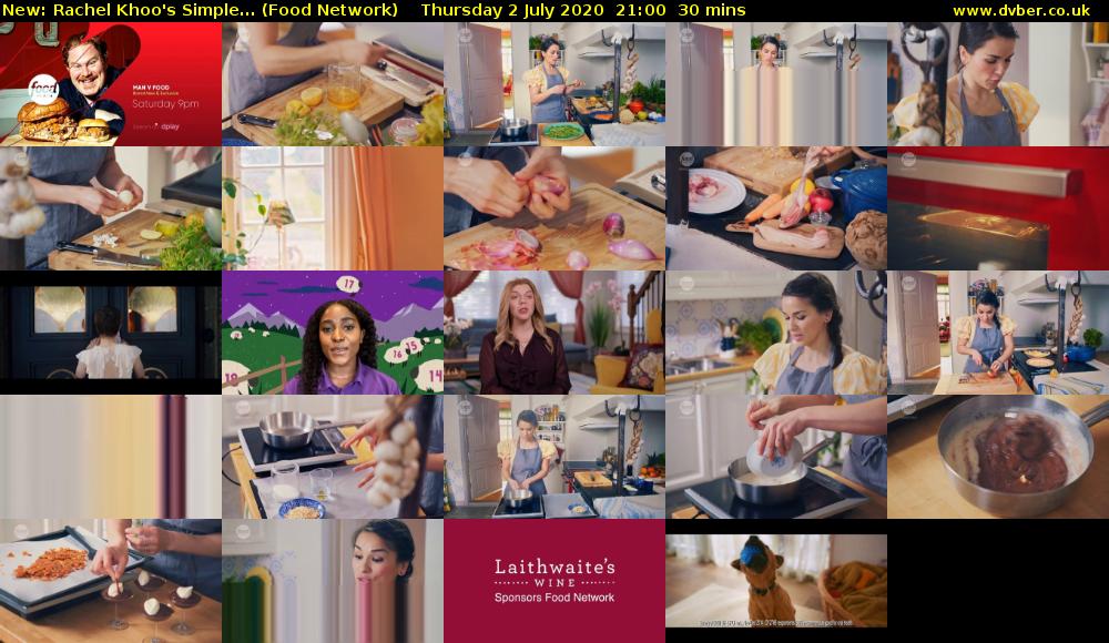 Rachel Khoo's Simple... (Food Network) Thursday 2 July 2020 21:00 - 21:30