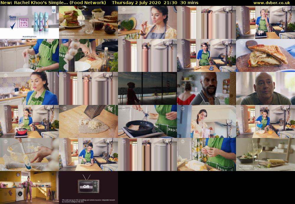 Rachel Khoo's Simple... (Food Network) Thursday 2 July 2020 21:30 - 22:00