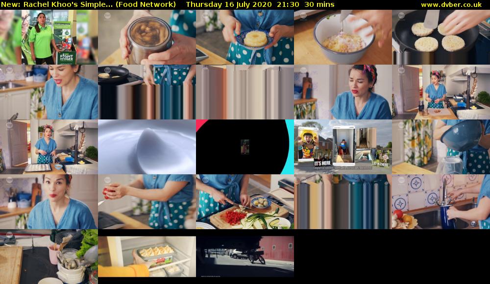 Rachel Khoo's Simple... (Food Network) Thursday 16 July 2020 21:30 - 22:00
