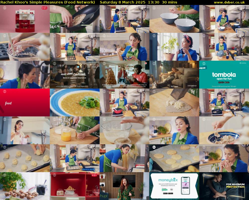 Rachel Khoo's Simple Pleasures (Food Network) Saturday 8 March 2025 13:30 - 14:00