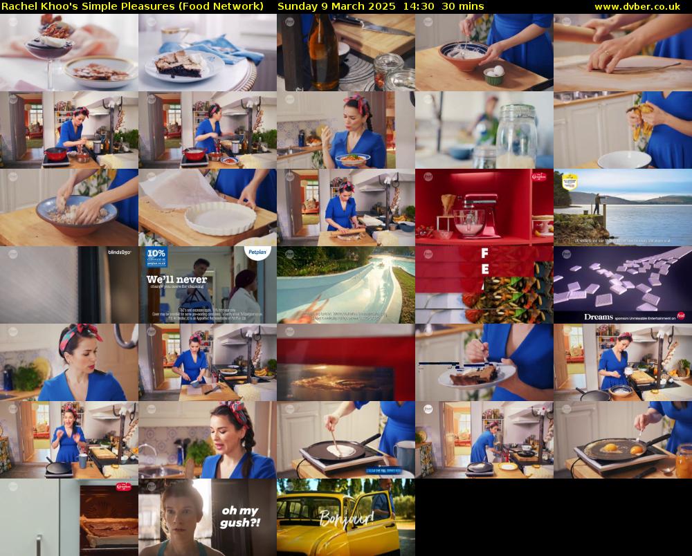 Rachel Khoo's Simple Pleasures (Food Network) Sunday 9 March 2025 14:30 - 15:00