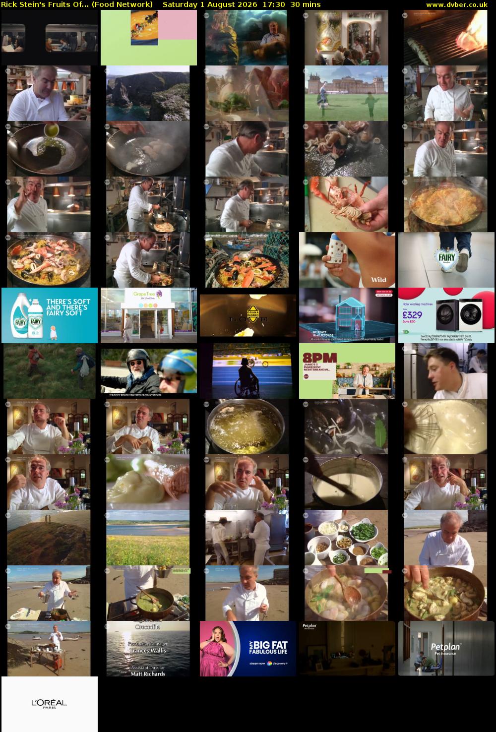 Rick Stein's Fruits Of... (Food Network) Saturday 1 August 2026 17:30 - 18:00