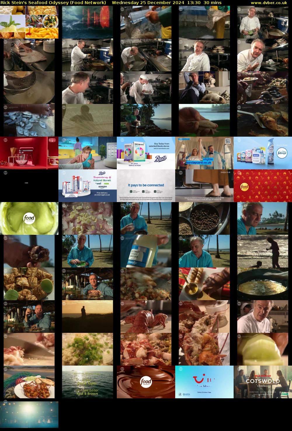 Rick Stein's Seafood Odyssey (Food Network) Wednesday 25 December 2024 13:30 - 14:00