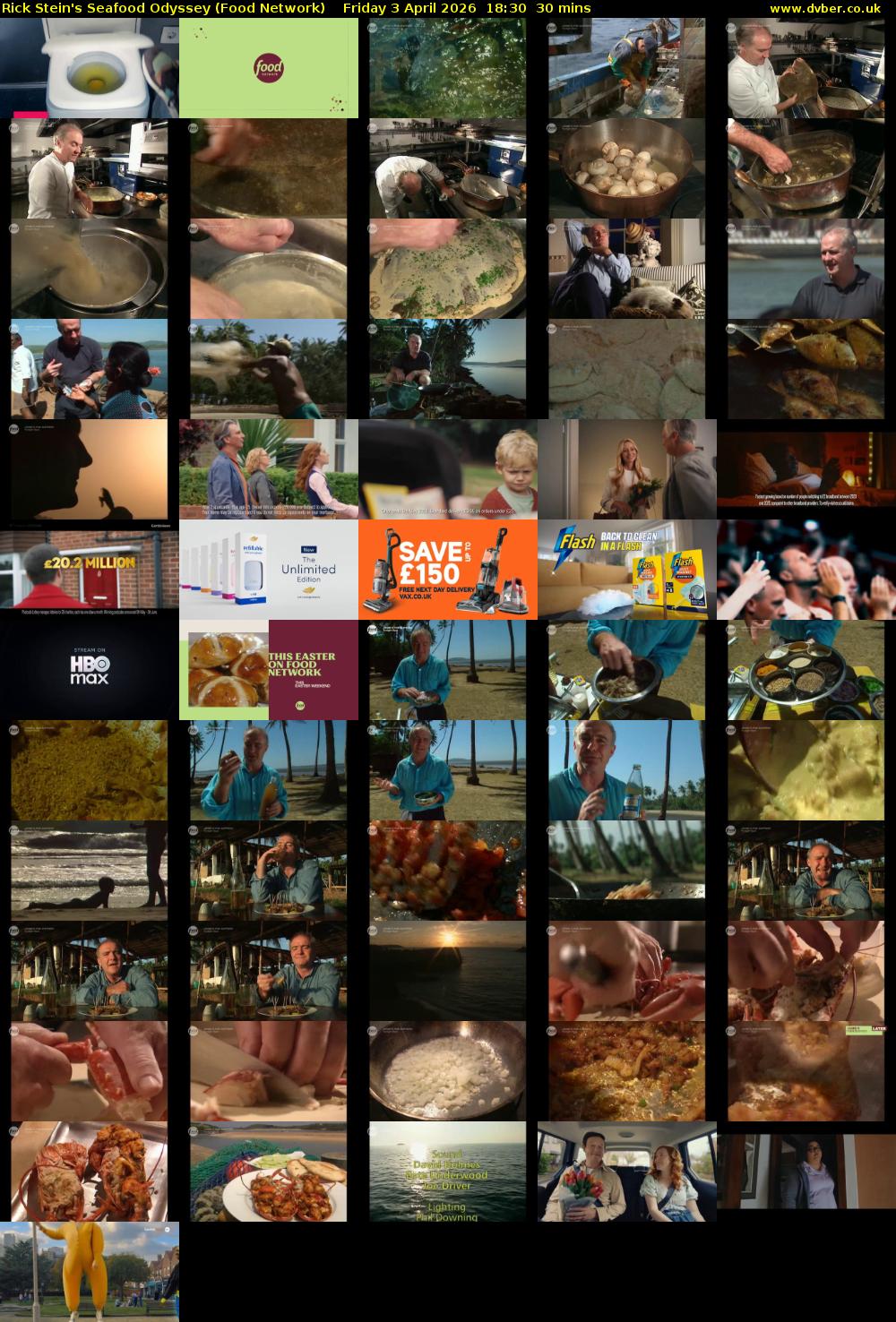 Rick Stein's Seafood Odyssey (Food Network) Friday 3 April 2026 18:30 - 19:00