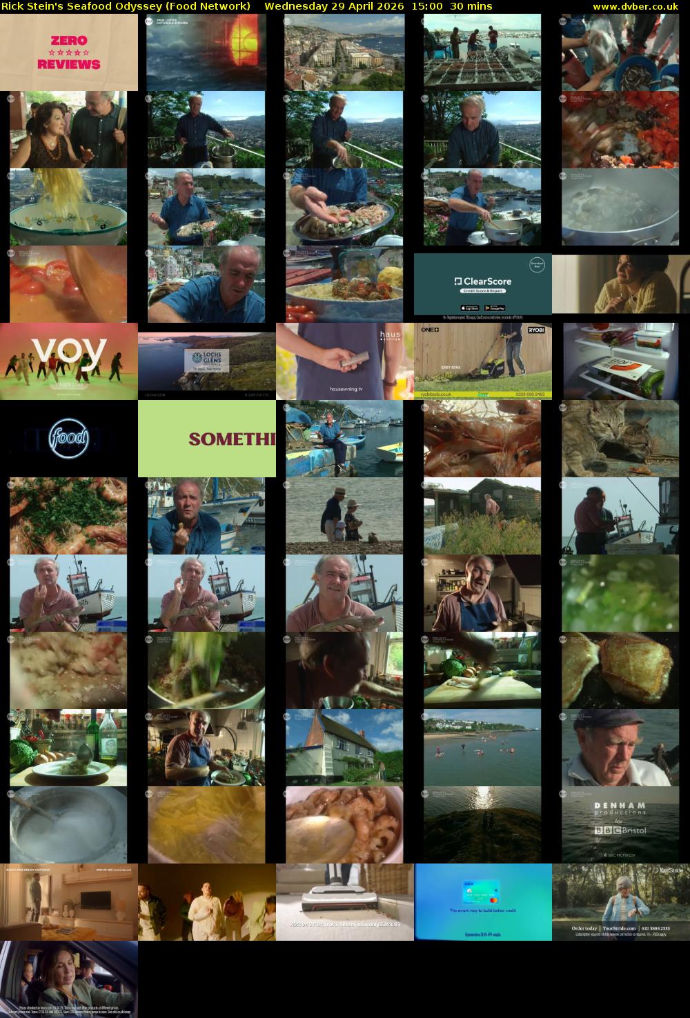 Rick Stein's Seafood Odyssey (Food Network) Wednesday 29 April 2026 15:00 - 15:30