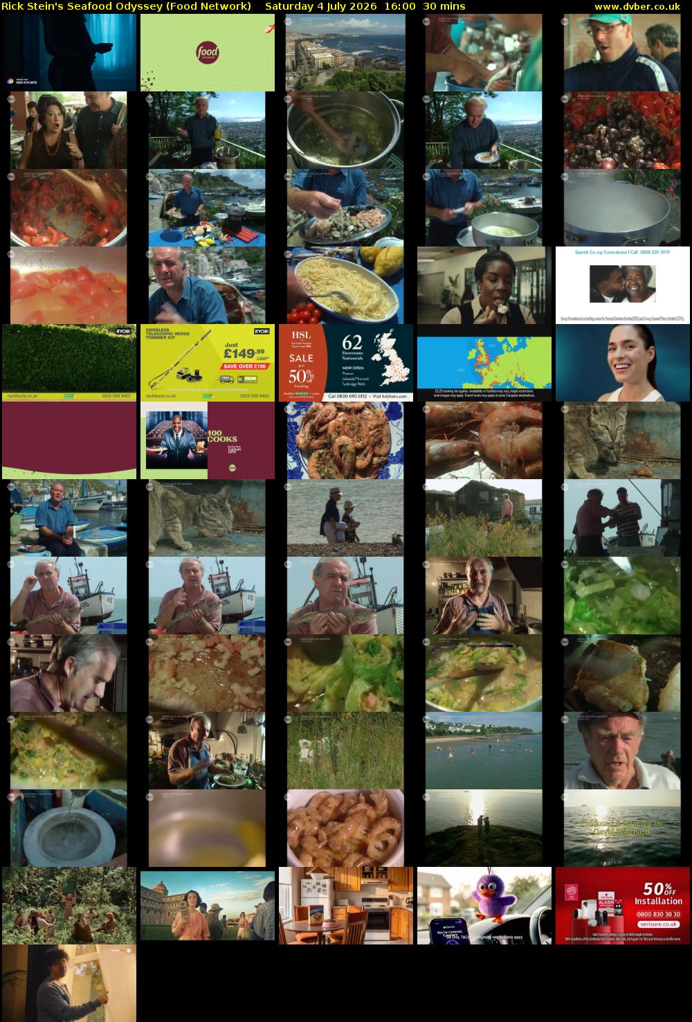 Rick Stein's Seafood Odyssey (Food Network) Saturday 4 July 2026 16:00 - 16:30