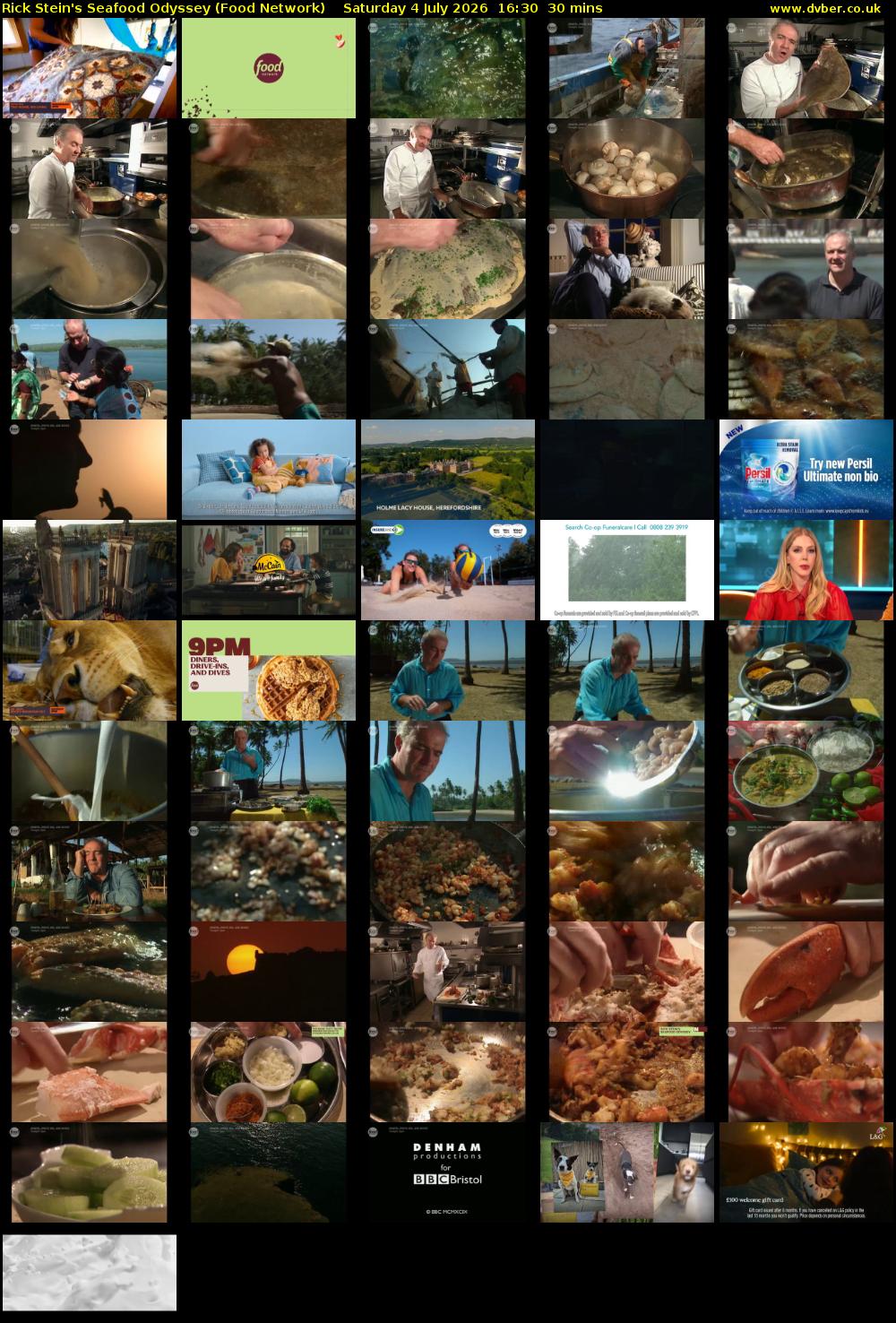 Rick Stein's Seafood Odyssey (Food Network) Saturday 4 July 2026 16:30 - 17:00