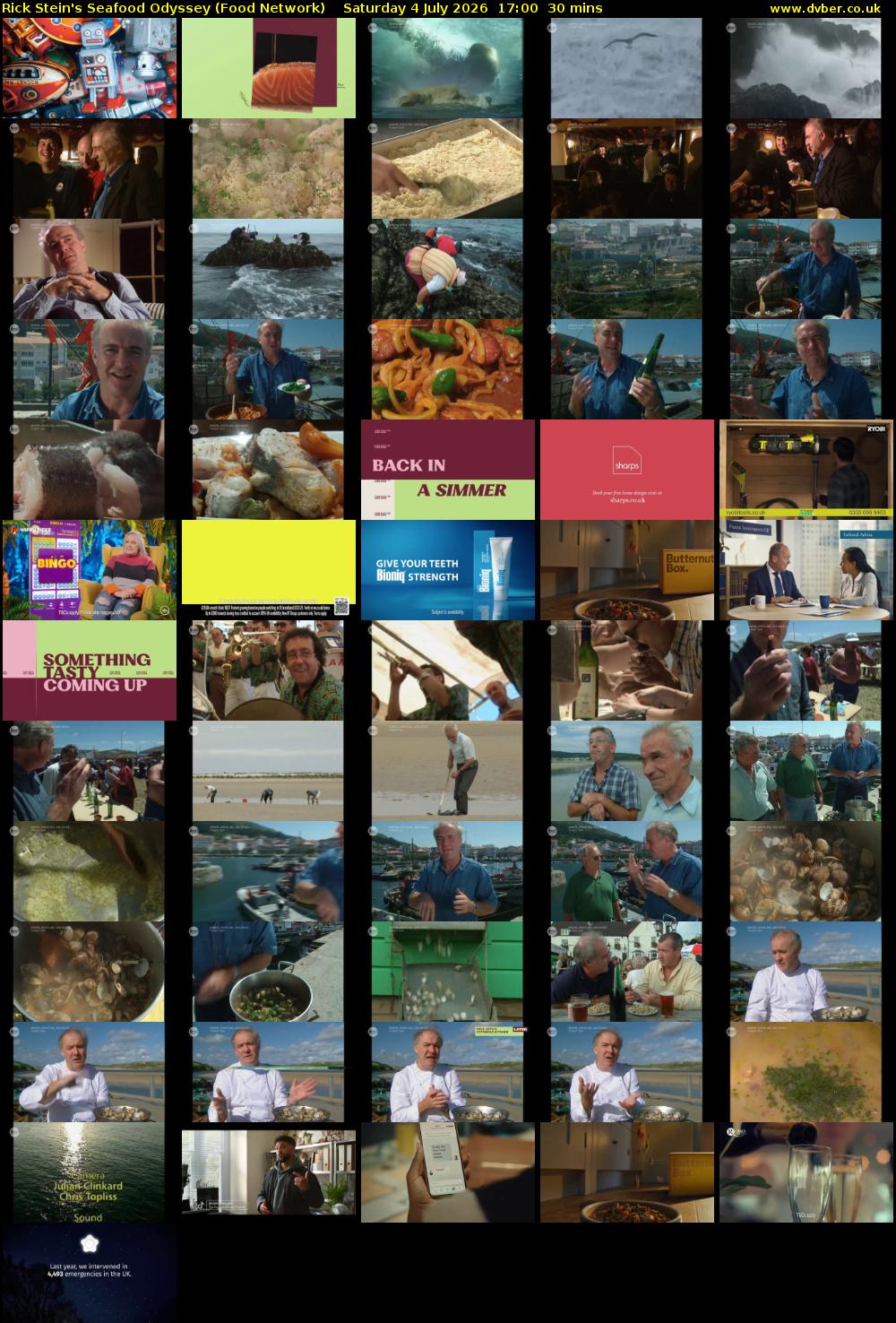 Rick Stein's Seafood Odyssey (Food Network) Saturday 4 July 2026 17:00 - 17:30