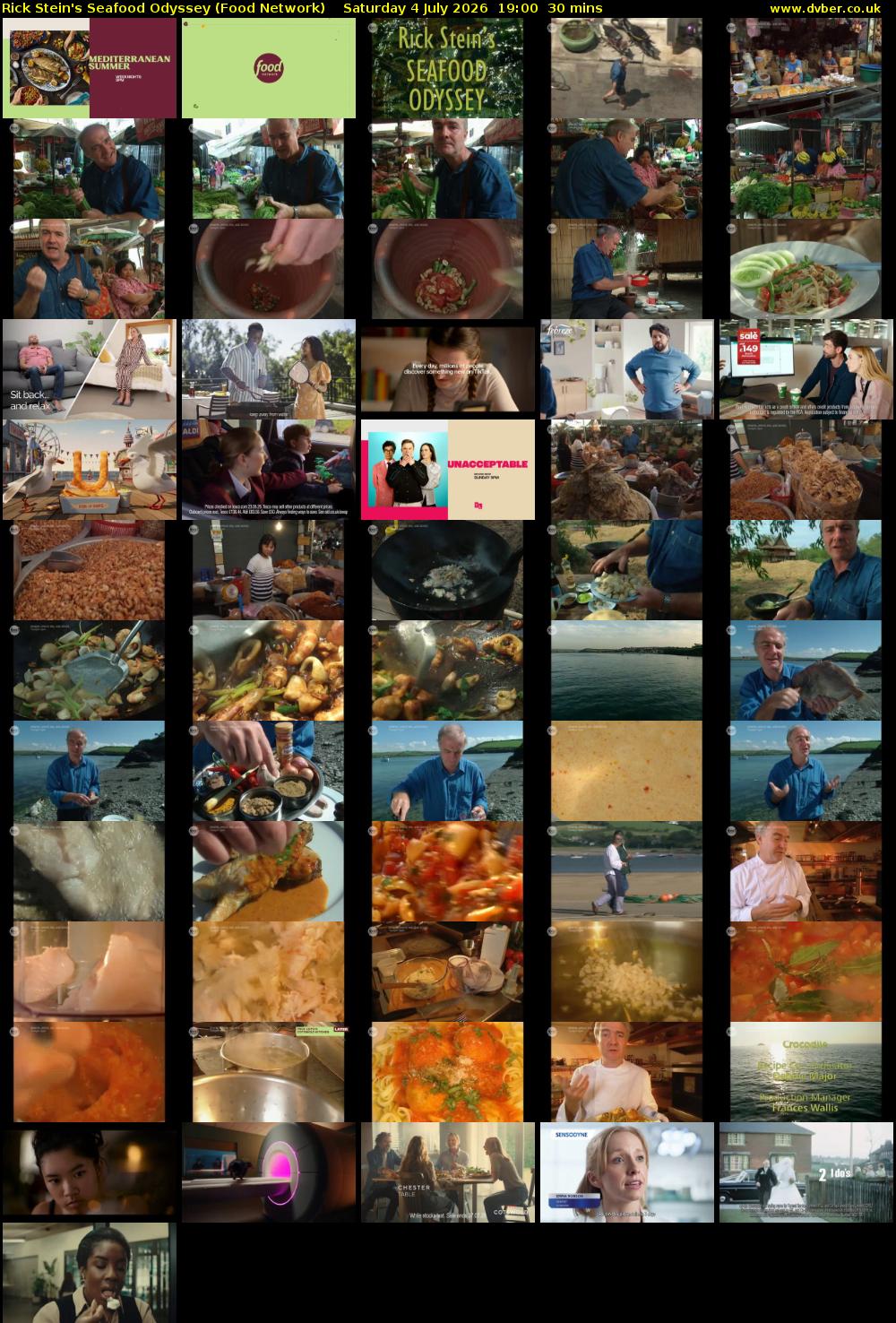 Rick Stein's Seafood Odyssey (Food Network) Saturday 4 July 2026 19:00 - 19:30