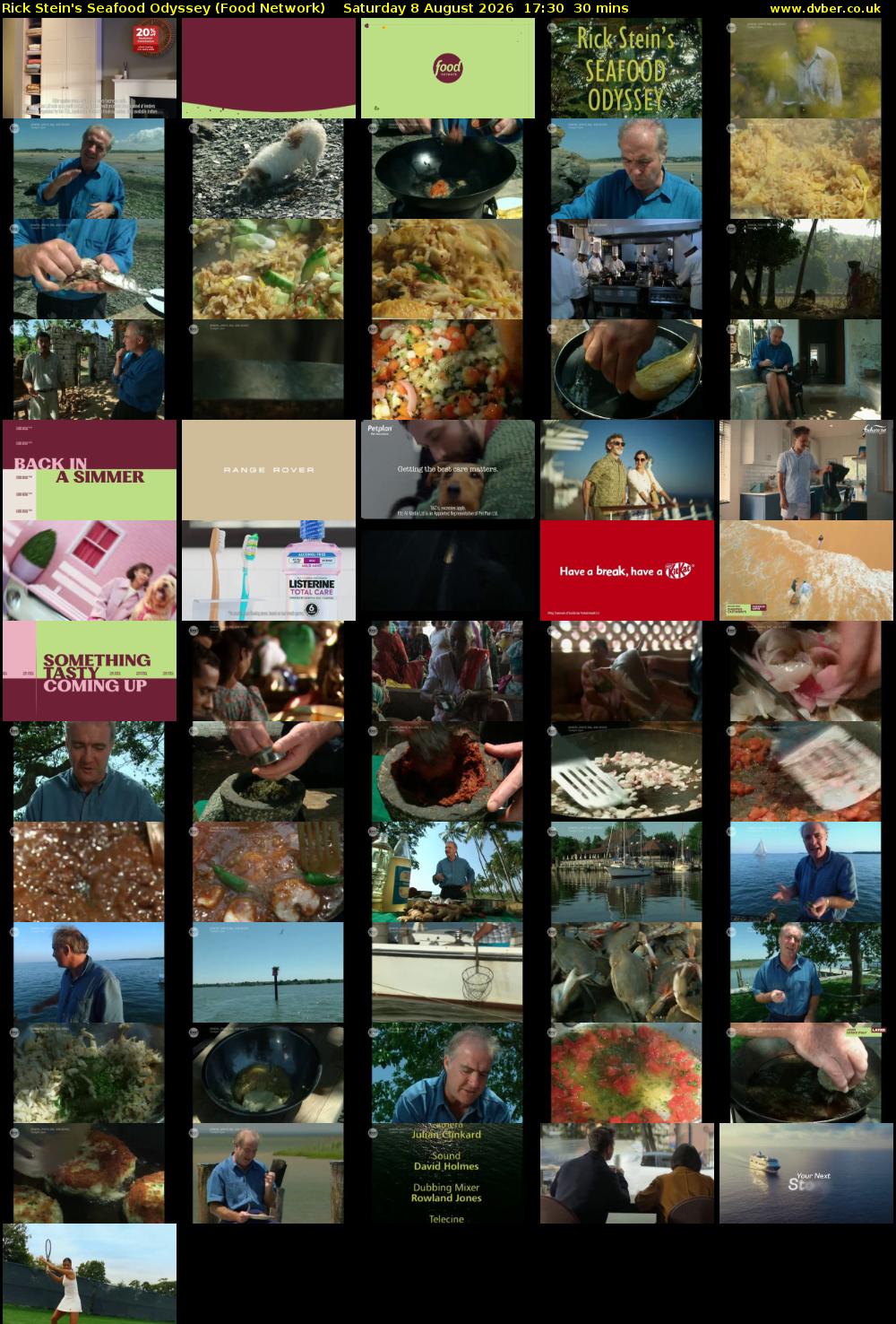 Rick Stein's Seafood Odyssey (Food Network) Saturday 8 August 2026 17:30 - 18:00