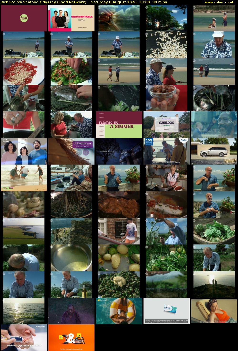 Rick Stein's Seafood Odyssey (Food Network) Saturday 8 August 2026 18:00 - 18:30