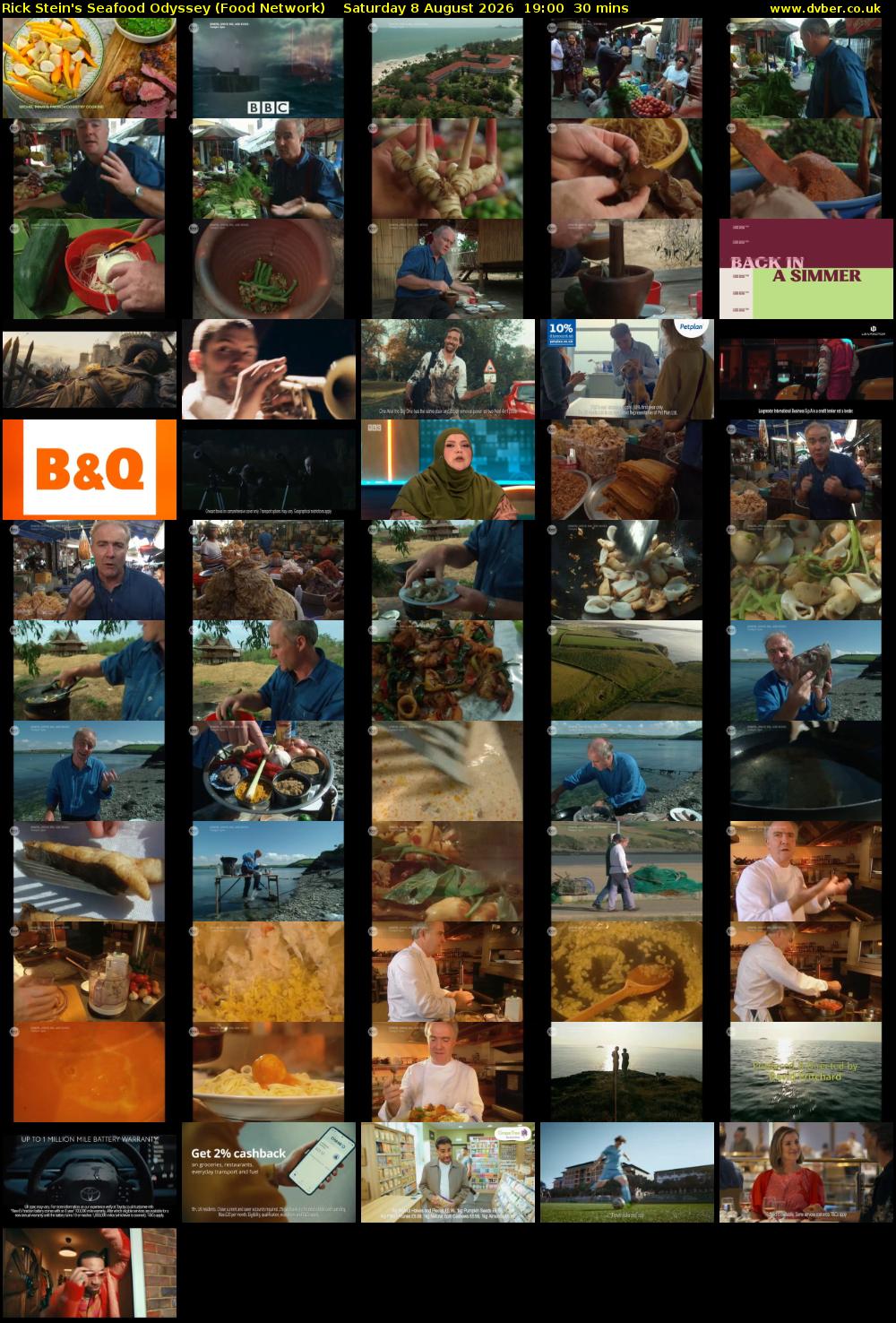 Rick Stein's Seafood Odyssey (Food Network) Saturday 8 August 2026 19:00 - 19:30